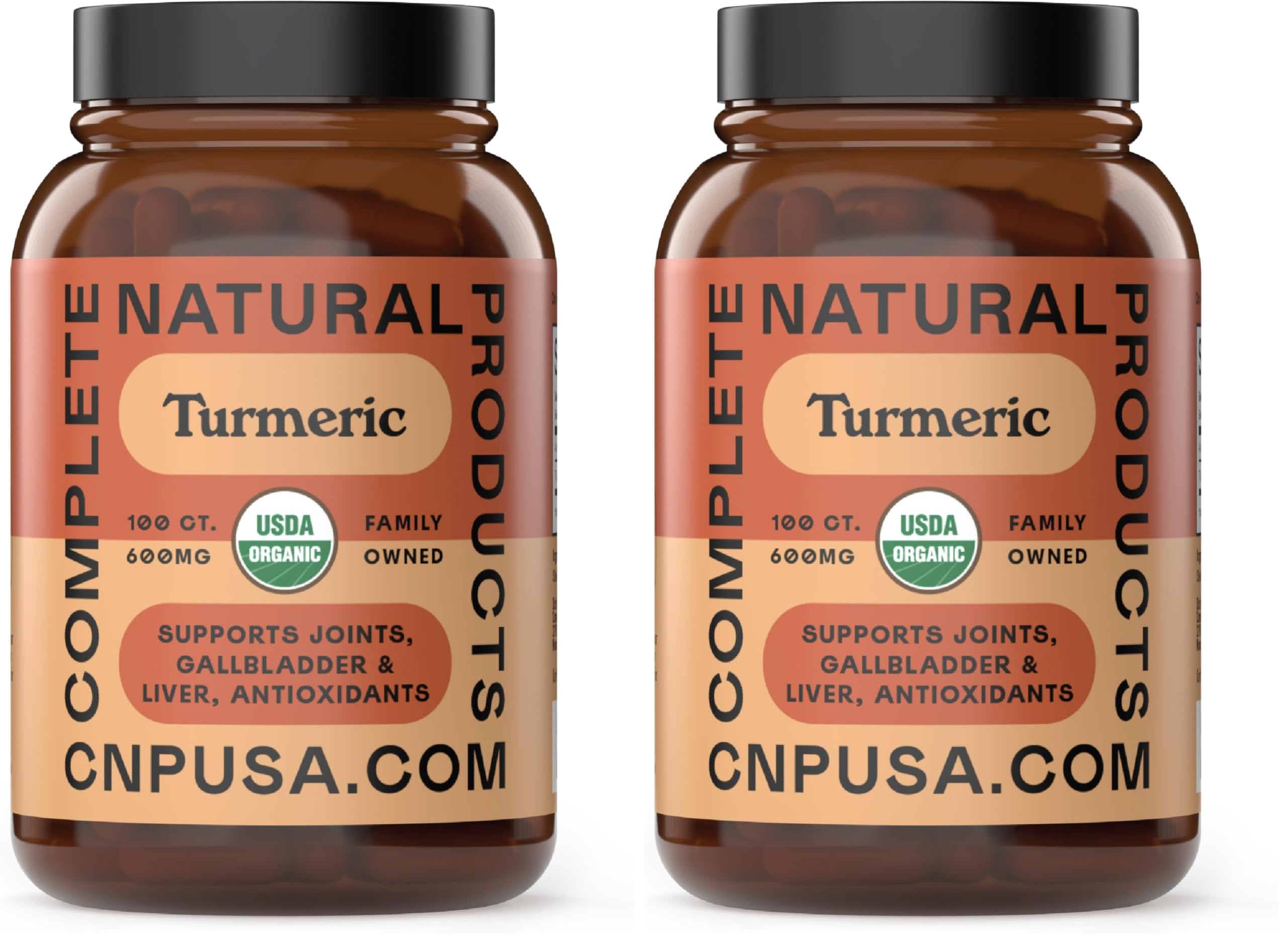 Organic Turmeric Capsules - Raw & Pure Curcumin Root Powder Supplement, 100 Capsules 600mg, Gallbladder, Liver, and Support (Pack of 2) 100 Count (Pack of 2)
