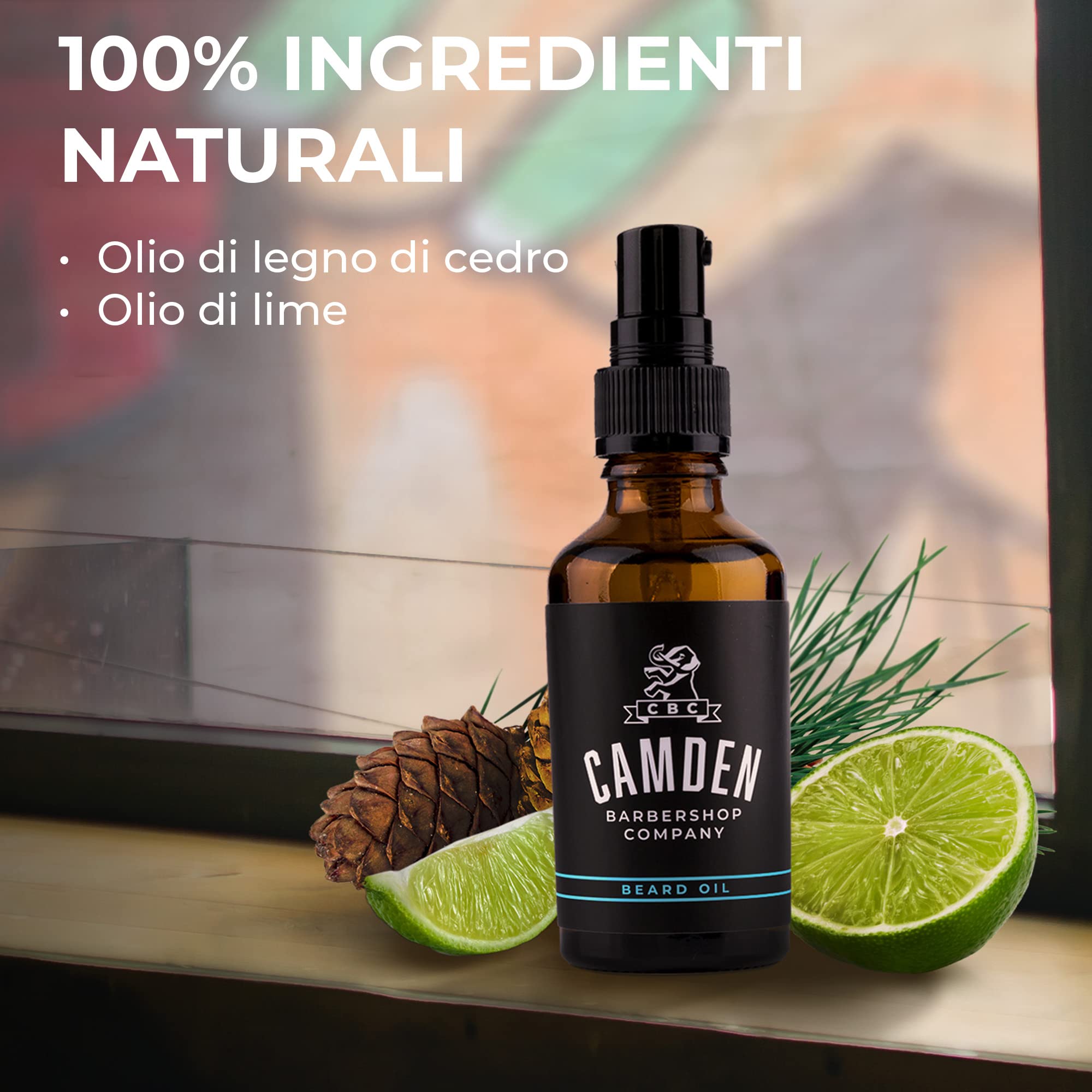 Camden Kit Barba Uomo ● Set Prodotti 100% Naturali per la Cura della Barba ● Olio, Balsamo, Spazzola e Pettine ● Regalo Uomo