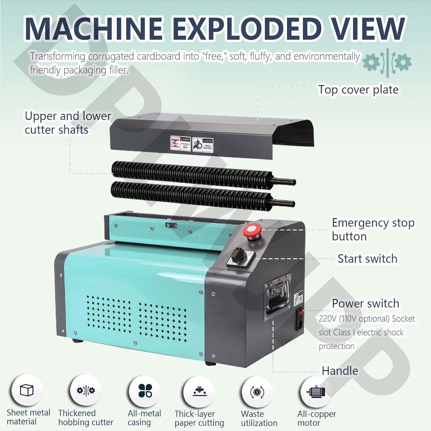 Paper Cushioning Box Expansion Cutter Machine Carton Cutting Machine for Paper Cushioning Material Cushioning Fragile Items with Forward Reverse Switch Blue