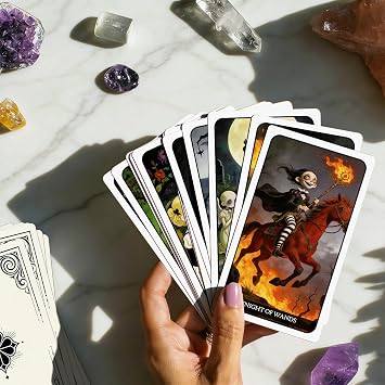 Powerful Gothic Tarot Cards with Guide Book 78 Dark Aesthetic Tarot Decks | Tarot Card for Beginners, Unique Black Witch Tarot Cards with Velvet Cloth, Acrylic Stands & Storage Bag for Daily Reading