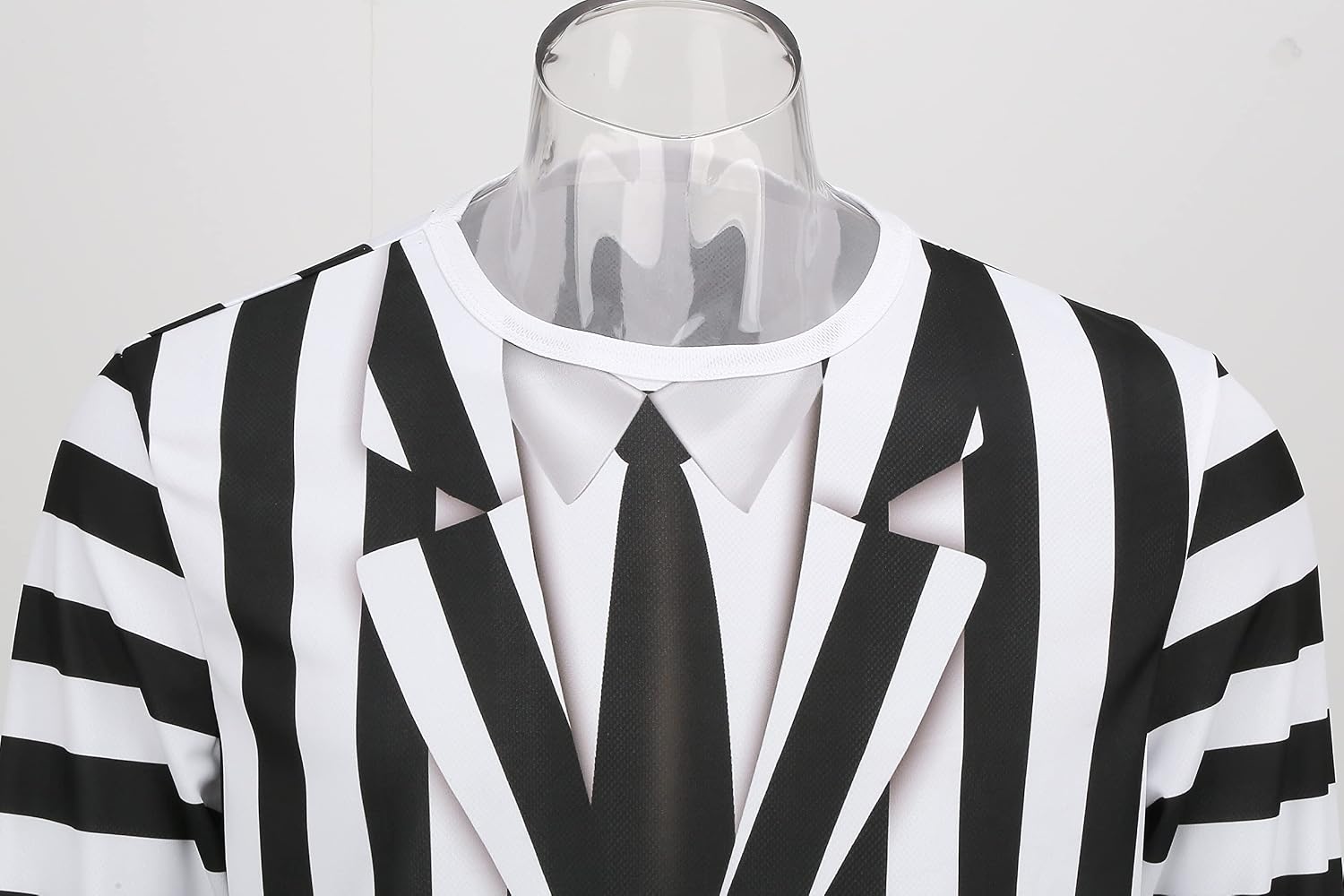 GRATJCIN Tuxedo Shirts for Men Long Sleeve Novelty Concert Festival Funny Costume Black and White Striped Suit Tux Tee