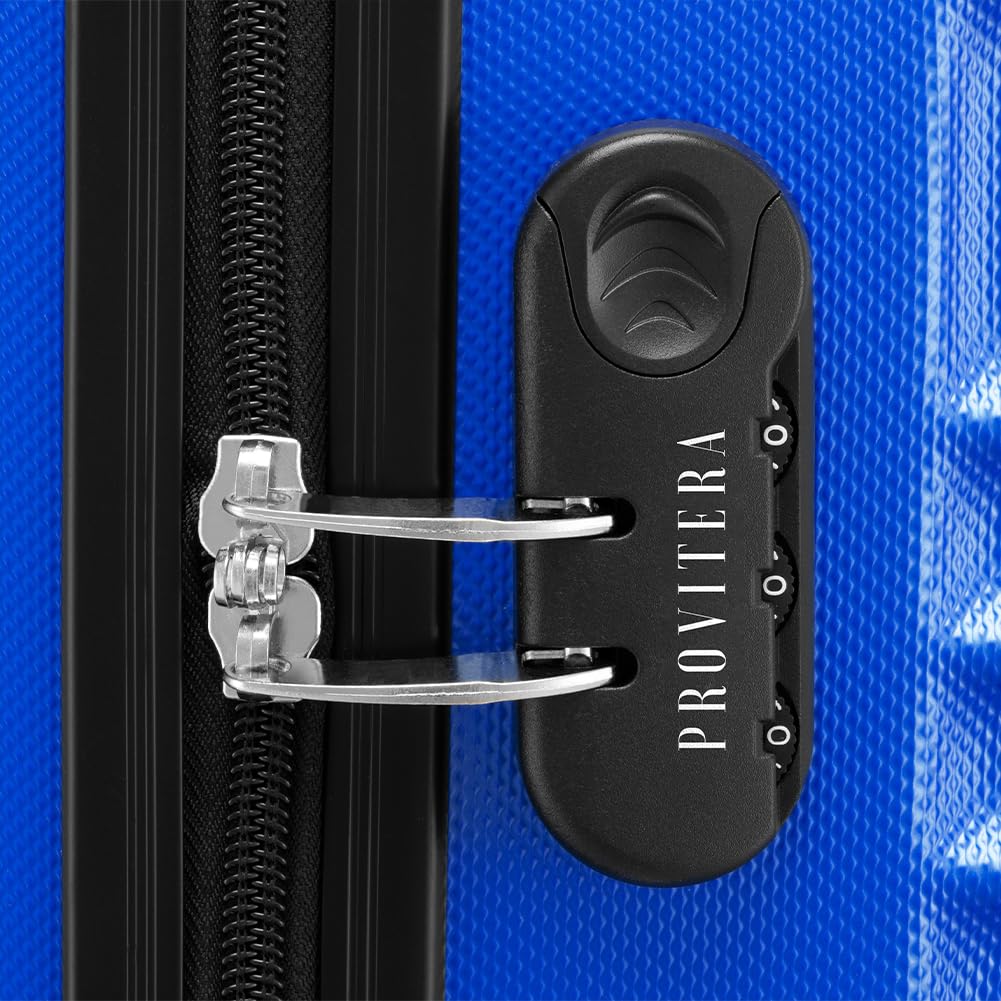Zestaw 4 twardych walizek ABS, sztywne walizki S-M-L-XL teleskopowy uchwyt i 4 kółka Easy Roll, zamek szyfrowy, wytrzymały wózek podróżny, z bagażem podręcznym, Niebieska, 50x32x75 cm,