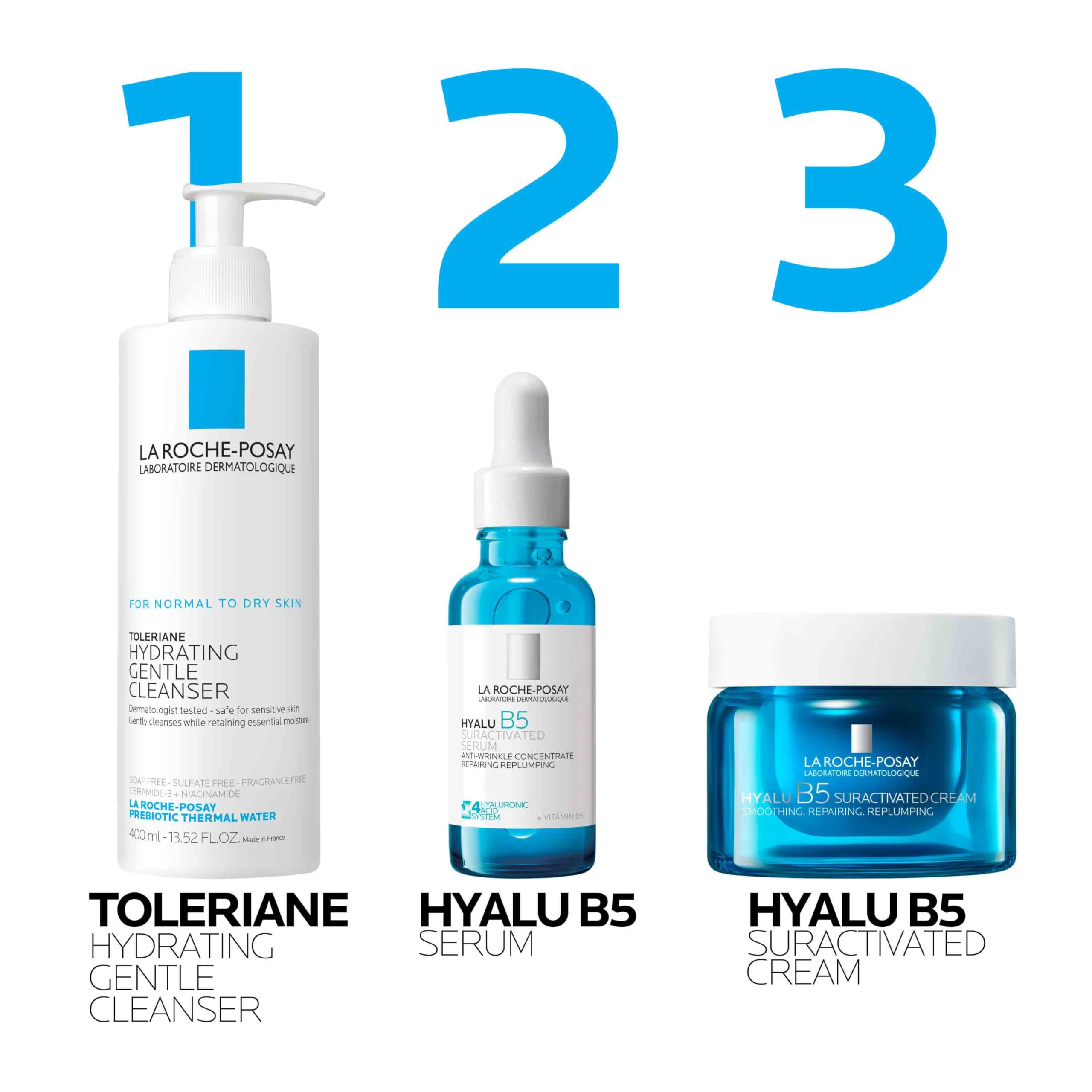 La Roche Posay Anti-Falten-Serum, Für normale bis empfindliche Haut, Regenerierend und Aufpolsternd, Mit Vitamin B5, Madecassosiden und Hyaluron, Hyalu B5, 50 ml