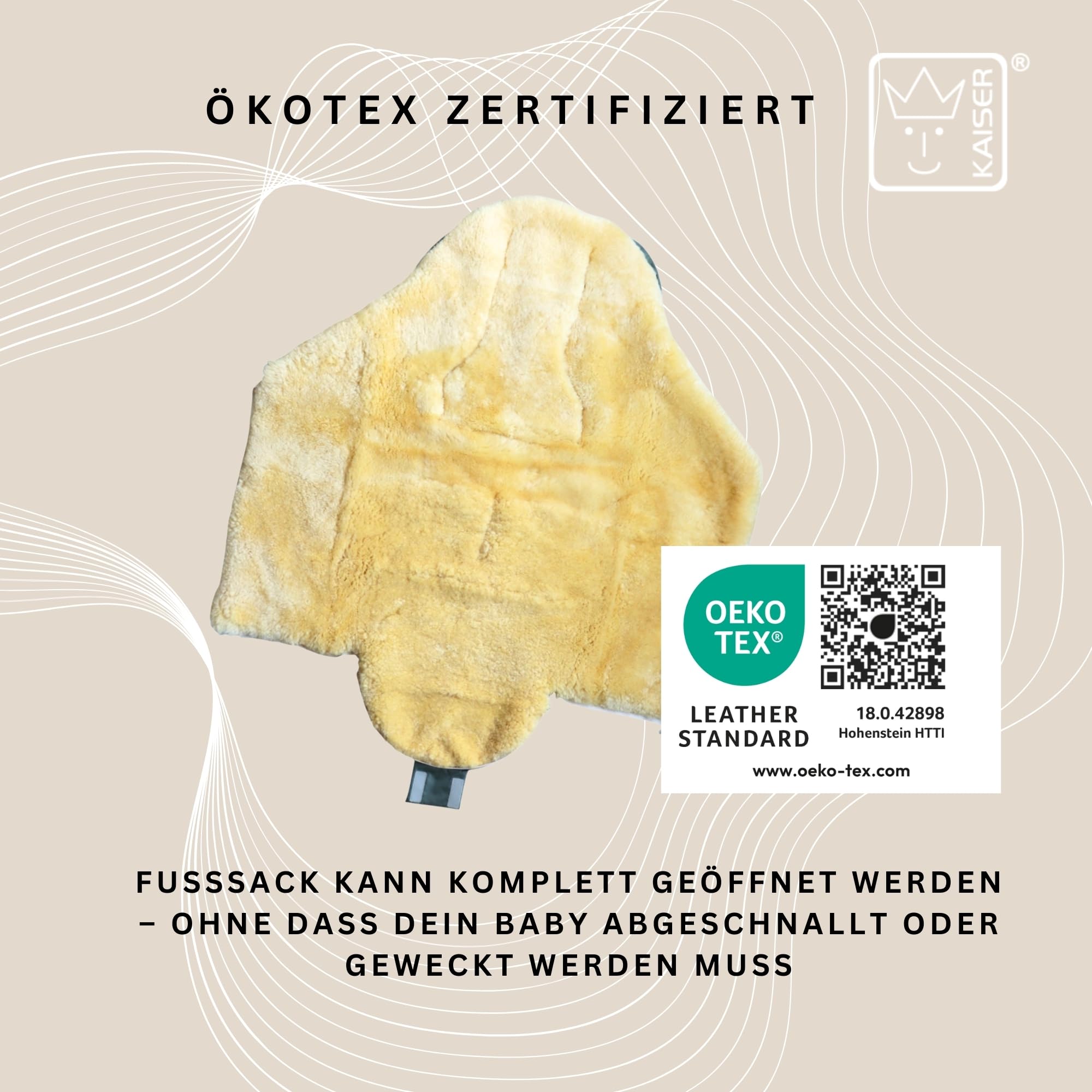 IGLU 2.0 Lammfell Fußsack für Kinderwagen, 98 x 45 cm, Wind- und Wasserabweisend, Waschbar bei 30°(salbei green)