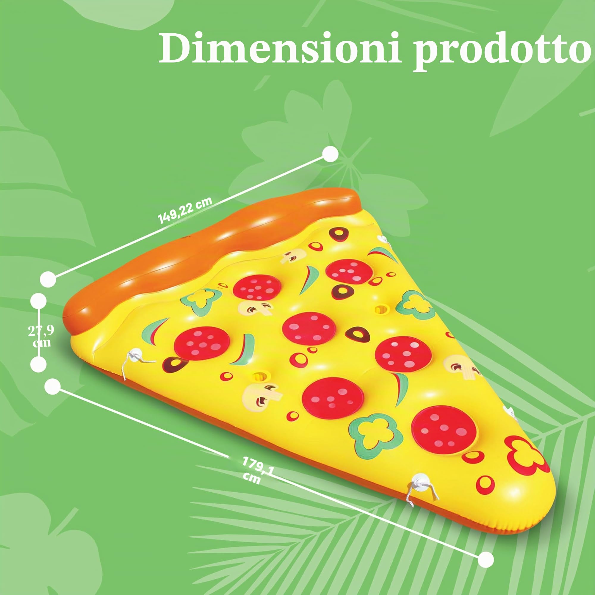 JOYIN Grande materassino gonfiabile a forma di fetta di pizza, 1,8 x 1,5 m, gonfiabile per piscina, zattera estiva (1 pezzo), lettino galleggiante con portabicchieri, giocattolo per feste in piscina