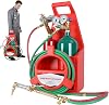 Oxy Acetylene Torch Kit, Portable Cutting Torch Kit with 4L Oxygen and 2L Acetylene Tanks, Oxygen Acetylene Torch Kit with Regulators and Gauges, Gas Welding Kits (Red)