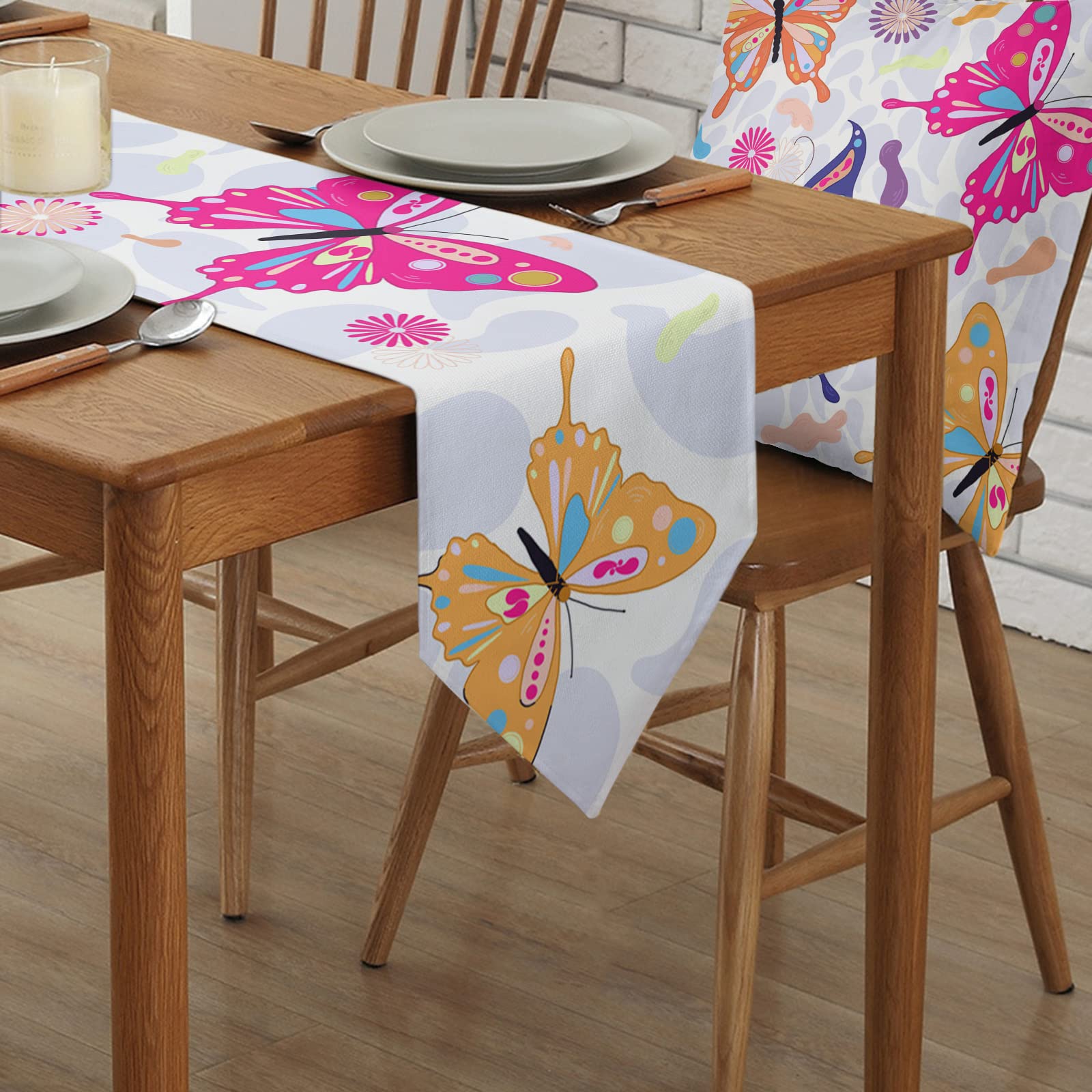 Amazon｜テーブルランナー テーブルセンター 食卓ランナー 蝶イラスト