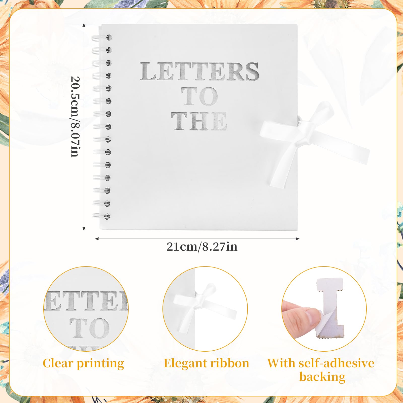 Penitue 21x20,5cm Kit Scrapbook Letters to the Bride, Libro Ricordi Nozze Libro degli Ospiti Bianco Sposa Album Fotografico con Adesivi Lettere Metalliche e Perle e Fiocchi Regalo Bridal Shower