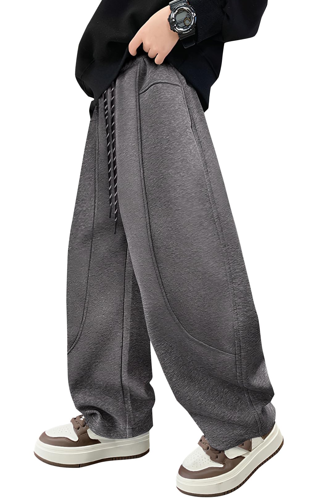 Pantaloni da Tuta Baggy Ragazzo Pantaloni da Jogging Taglio Ampi Pantaloni Elastico in Vita Tinta Unita 5-14 Anni