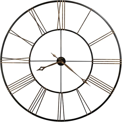 Howard Miller Vivian Gallery Wall Clock, Wrought Iron, Aged Black Finish, Antique Gold Roman