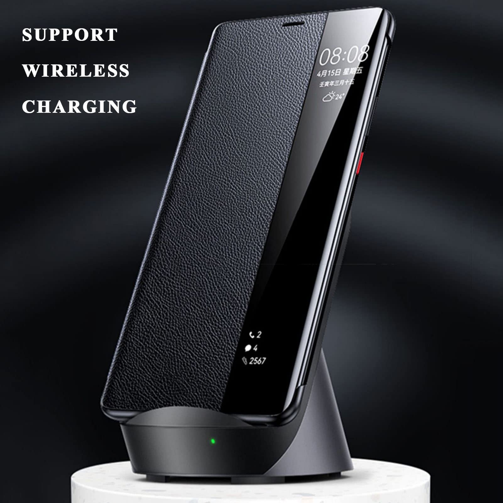 Etui do Samsung Galaxy S23/S23 Plus/S23 Ultra, etui z klapką Smart View, etui biznesowe Folio z podpórką, telefon ochronny ze skóry bydlęcej, czarny, S23 Plus 6,6"