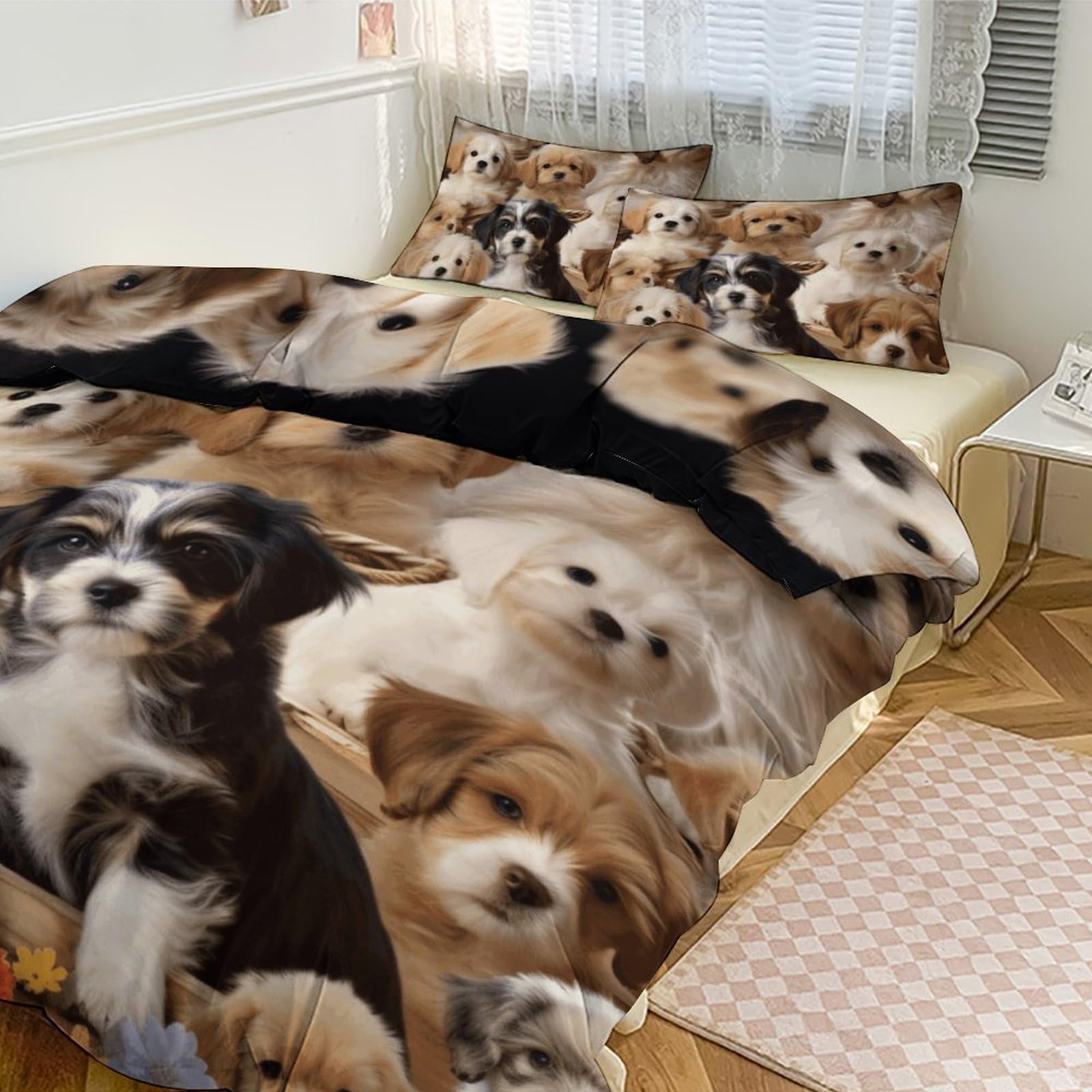 Housse de couette anti-glisse avec fermeture éclair et tissu ultra doux pour literie grand lit