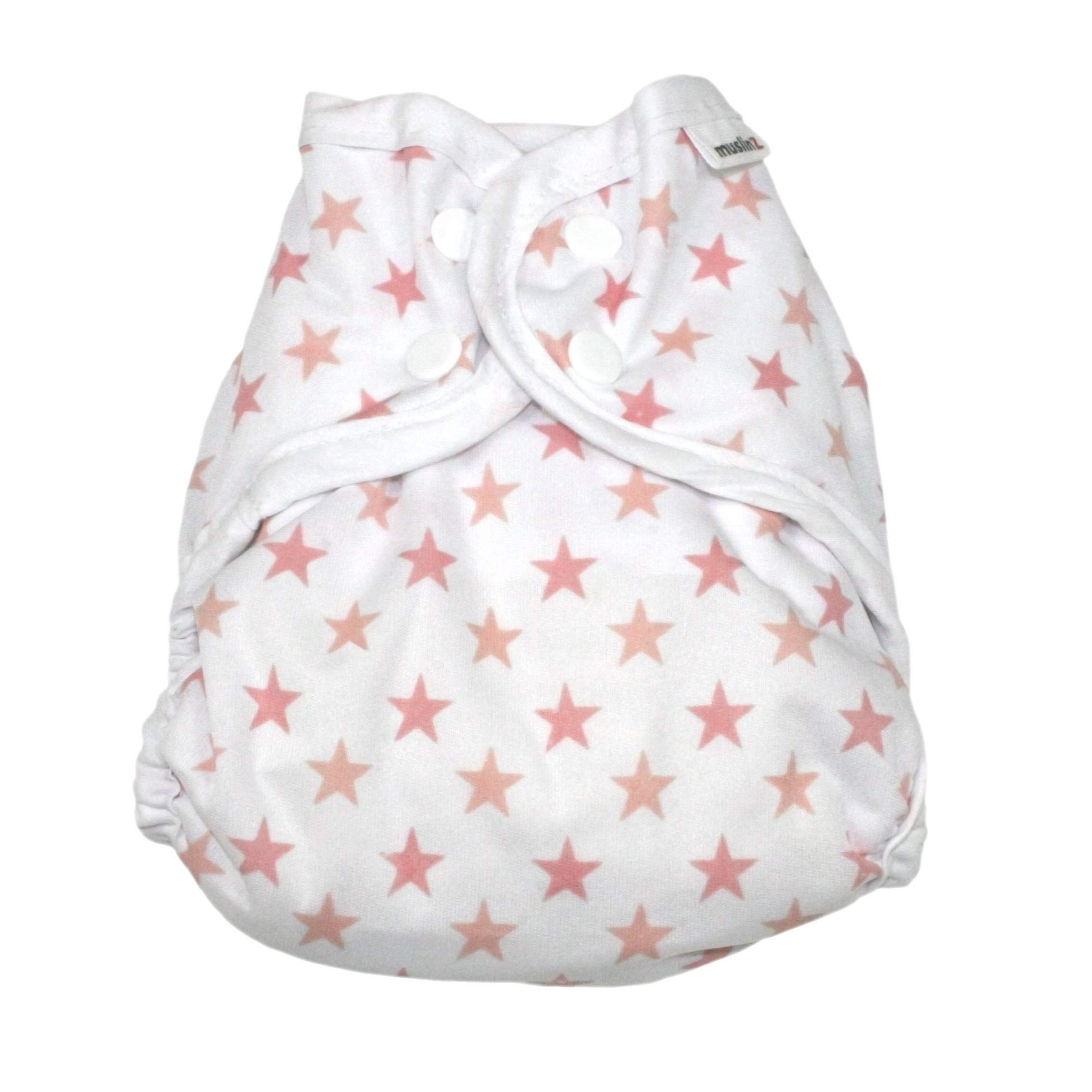 MuslinZ Reusable Washable Nappy Cover Diaper Cover size 1 - Newborn -6/9 months (Pink Star) — image 1