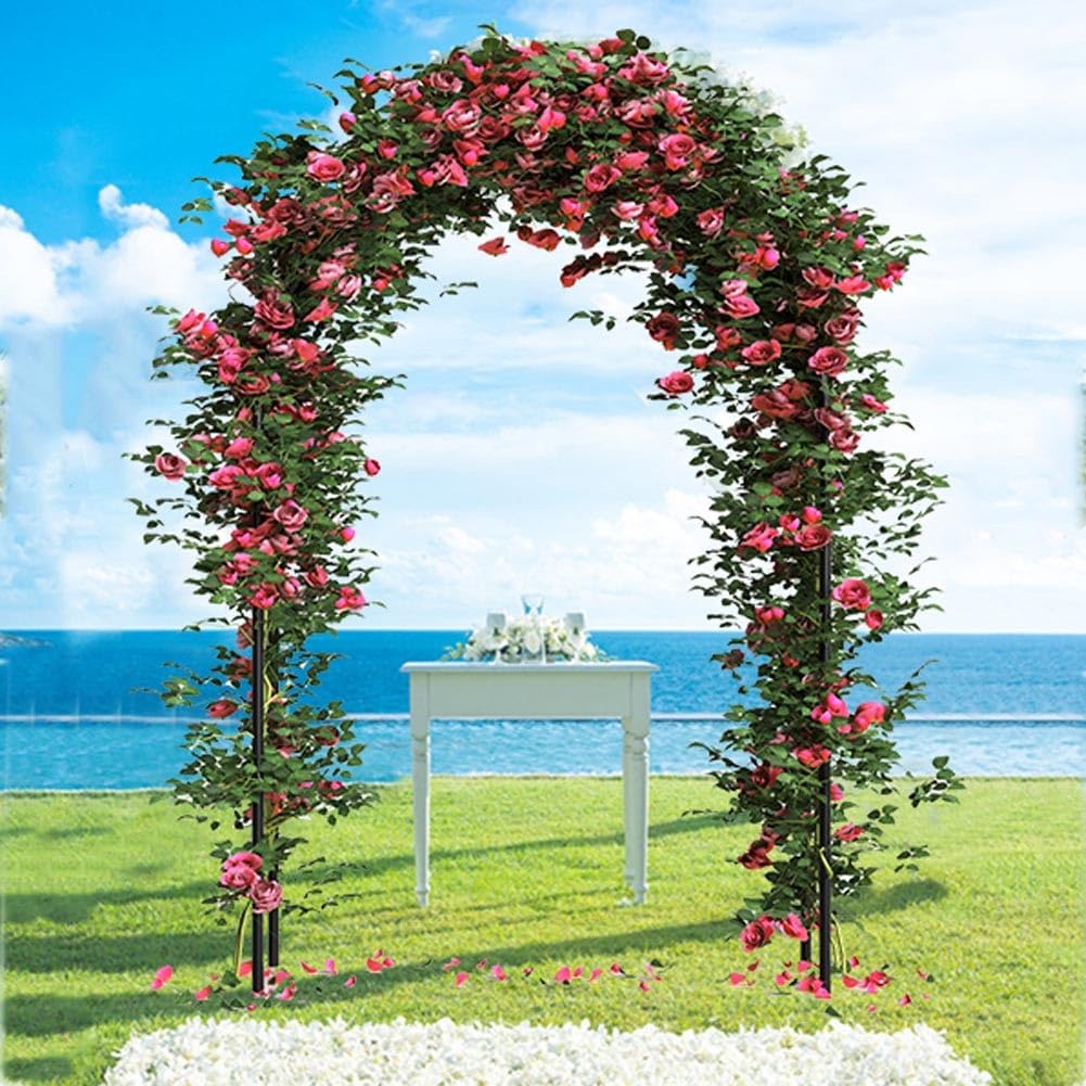 Metall-Gartenbogen für Kletterpflanzen und Rosen, 140 x 230 cm, Rankgitter, dekorative Pergola, röhrenförmiges Design, Unterstützung für Reben, Gartendekoration, Outdoor-Gartenlaube, Blumentor