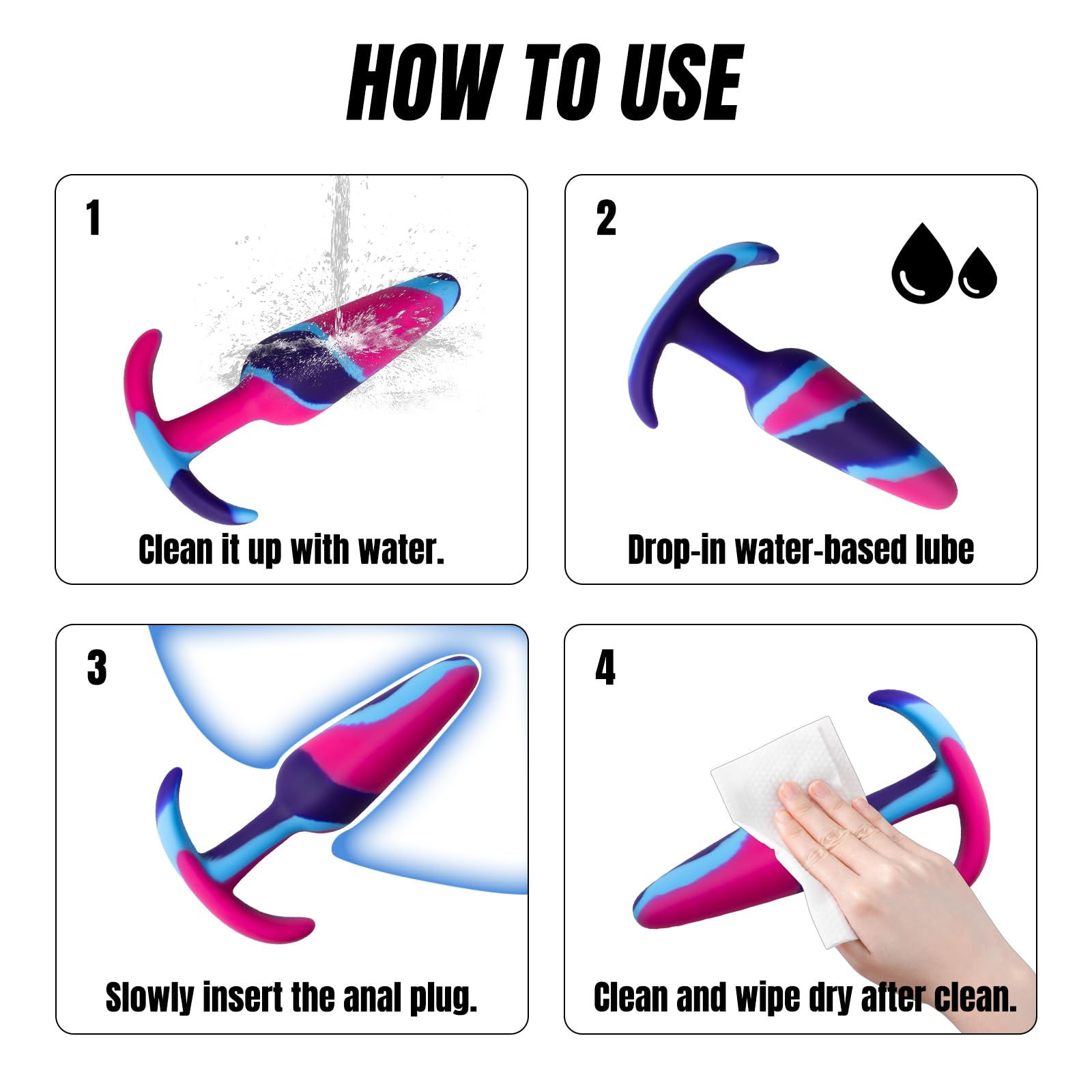 3PCS Silicone Butt Plug Set with Flared Base, Anal Plug for Comfortable Long-Term Wear, Sex Toys for Men Women and Couples.: Mulcolor G