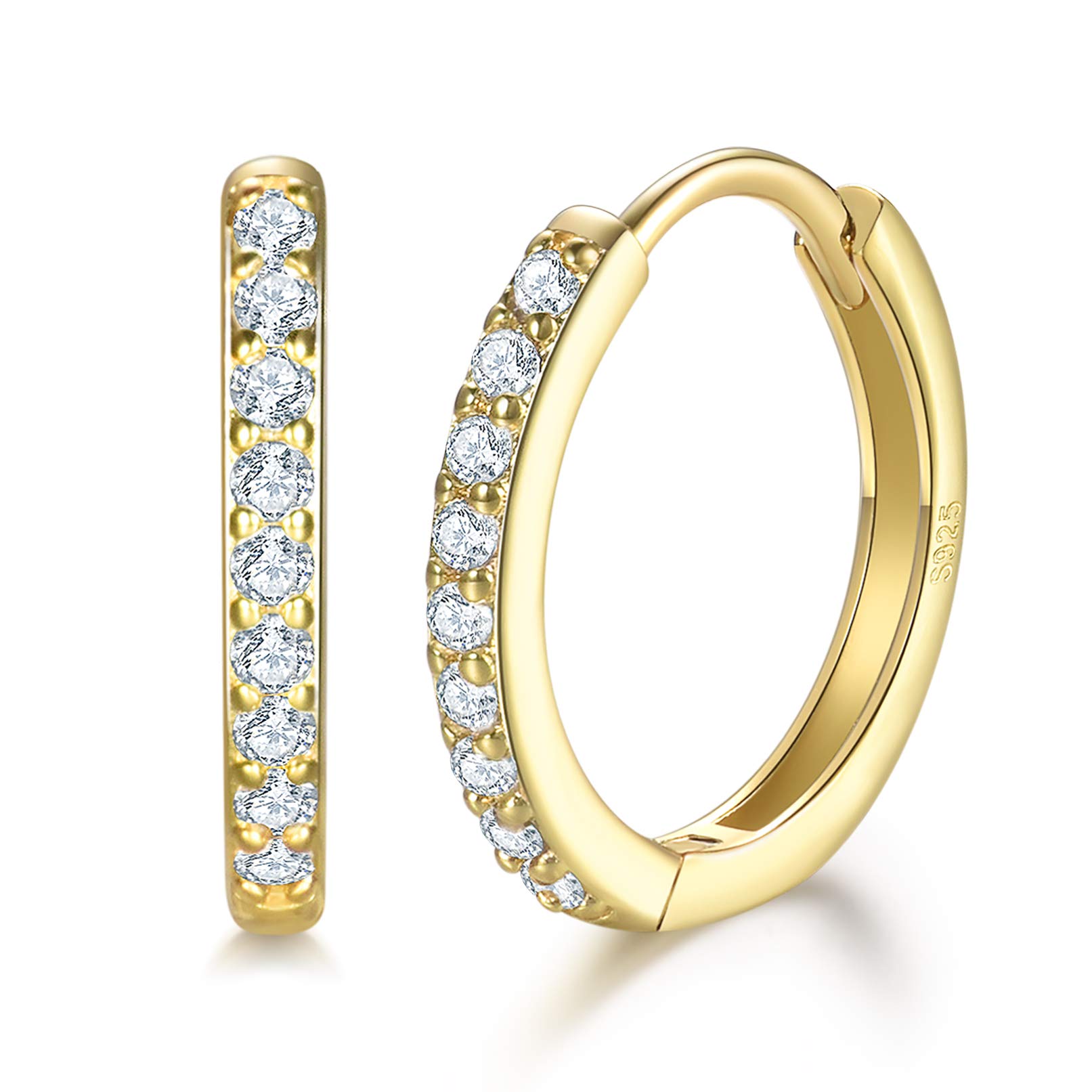 ilasifPendientes De Aro De Plata Para Mujeres Hombres, 925 Plata de ley pendientes de aro pequeños con circonio cúbico, 3 pares pendientes de aro hipoalergénicos de plata regalo de cumpleaños