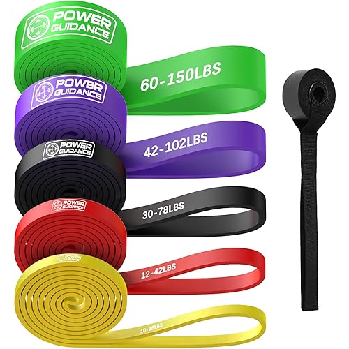 POWER GUIDANCE Resistance Bands, Set of 5 Pull Up Bands, Pull Up Assistance Bands, Exercise Bands, Resistance Bands Set for Legs, Working Out, Muscle Training, Physical Therapy, Shape Body