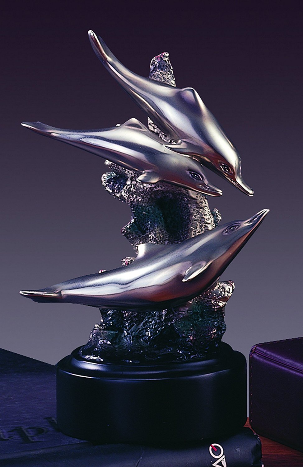 Three Swimming Dolphins Statue - Figurine