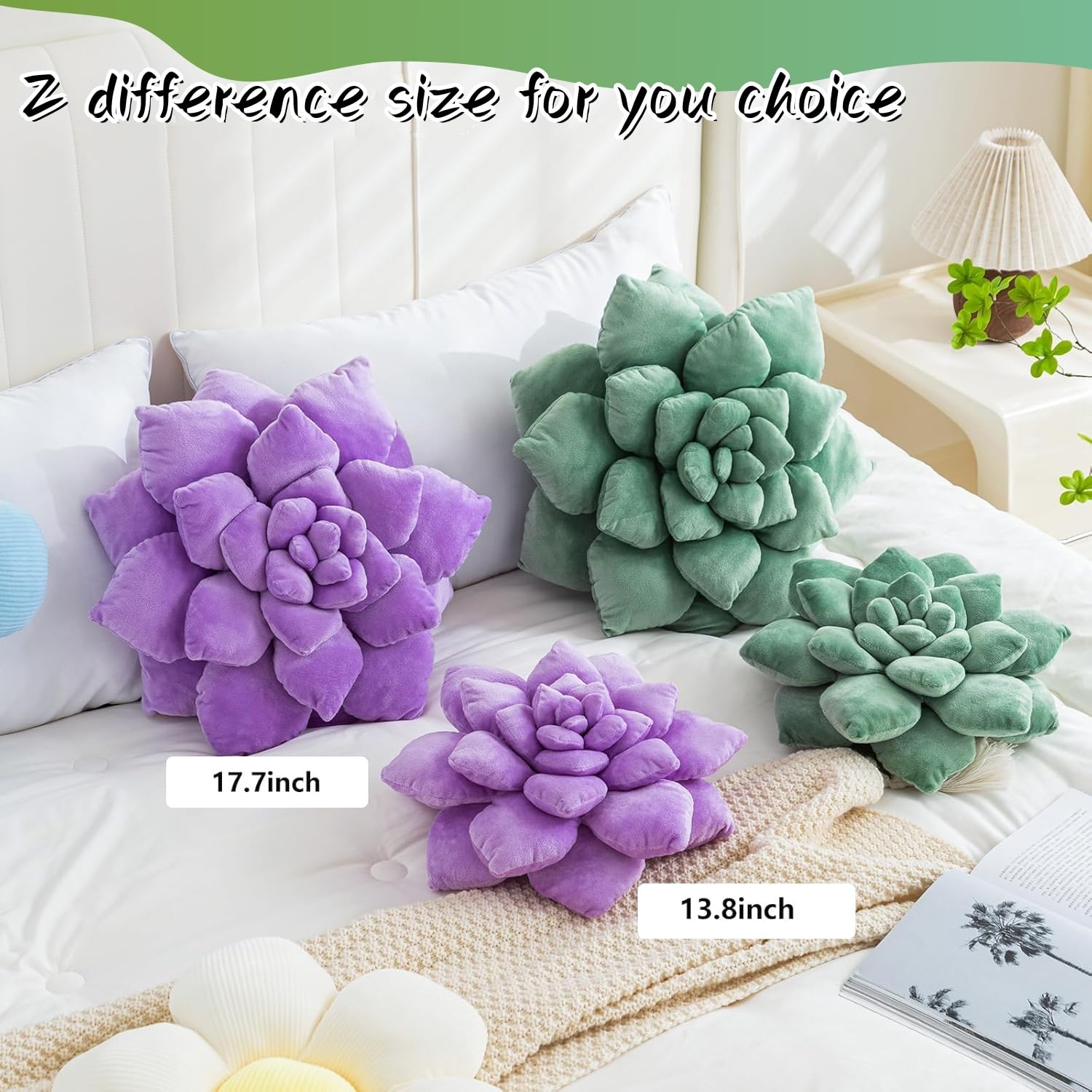 Amazon｜Gerlisay 3D植物枕 13.8インチ かわいい花 スローピロー