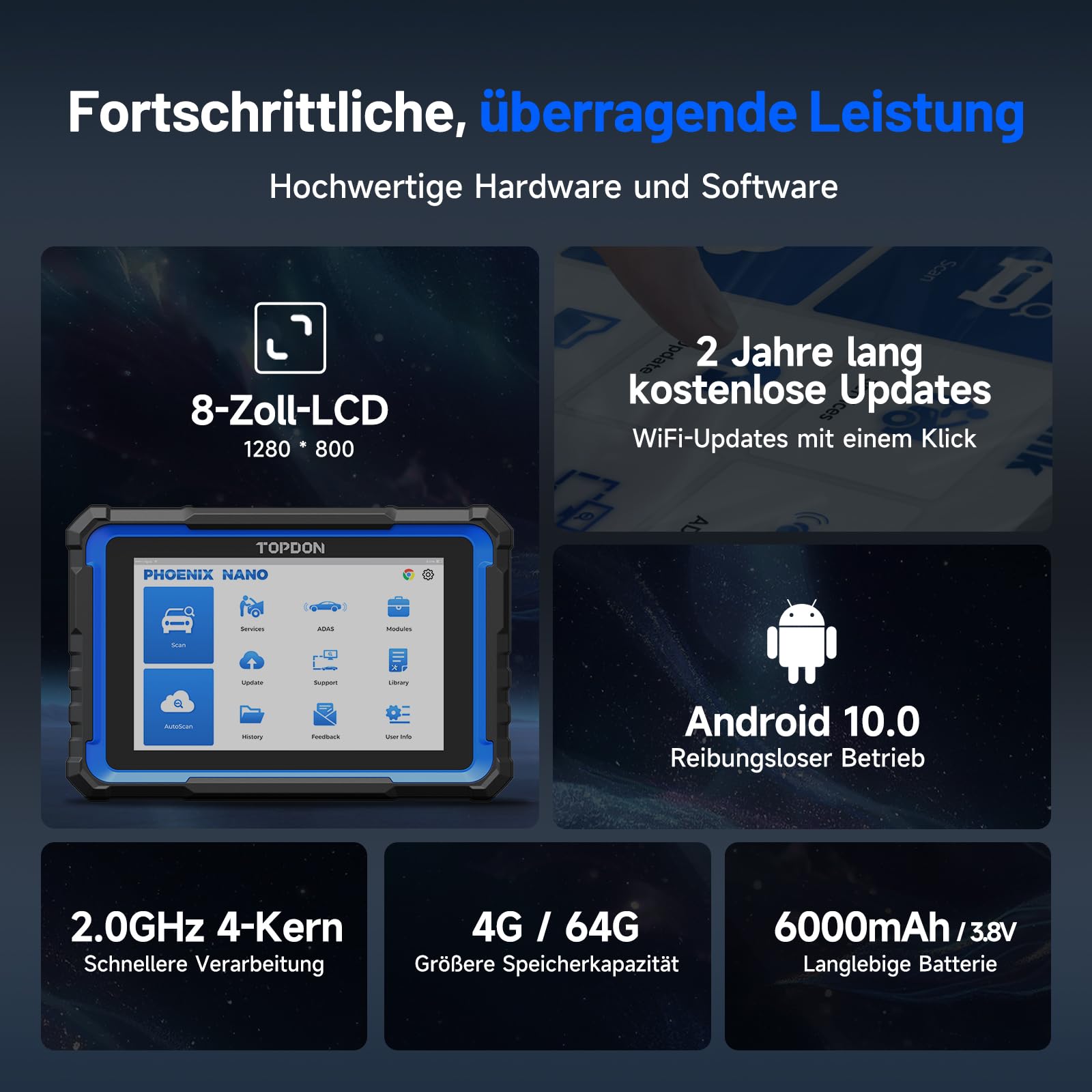 TOPDON Phoenix Nano OBD2 Diagnosegerät ECU Codiergerät mit Vollsystem