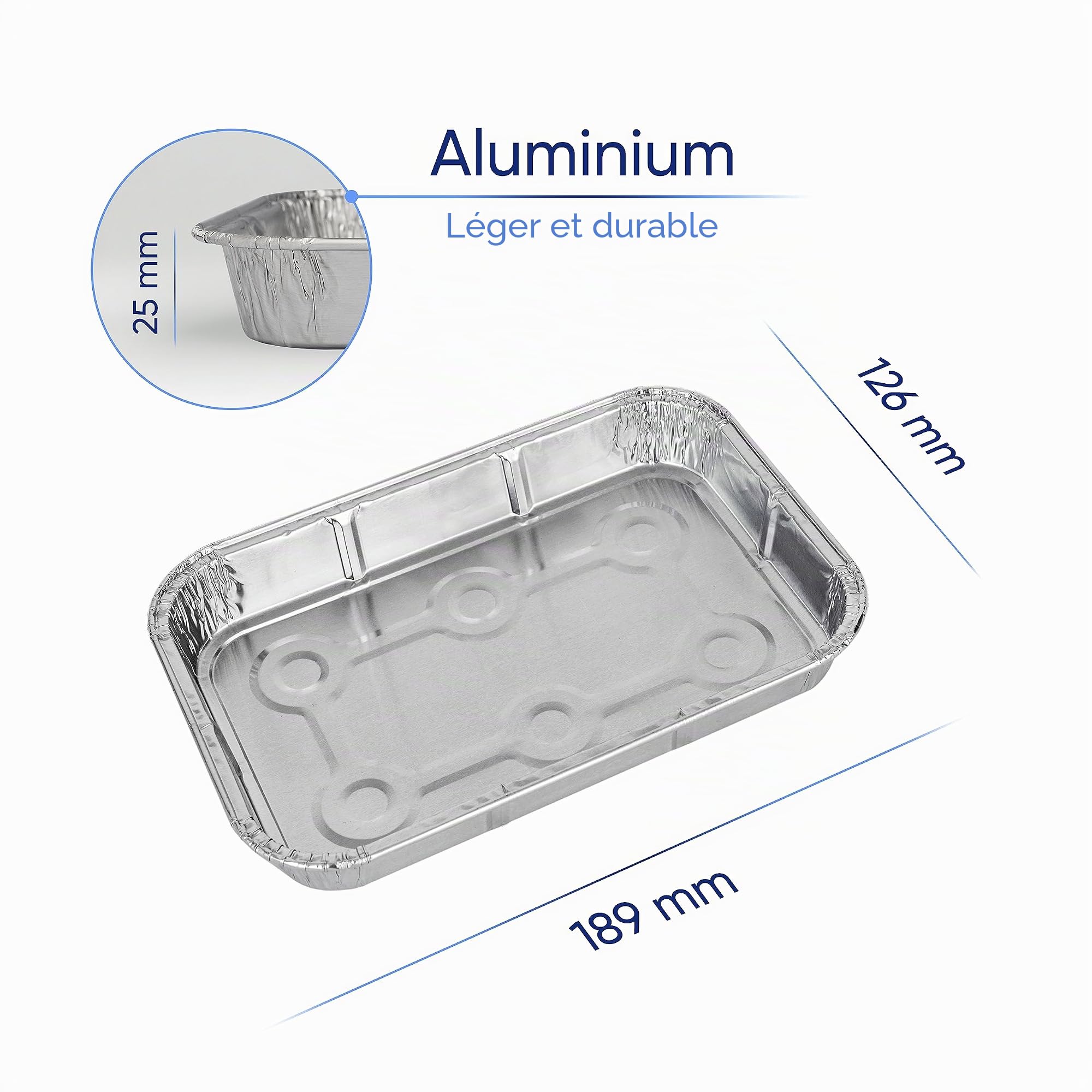 Coppice Mini Barquettes Aluminium 19x13x2,5 cm - Lot de 50 | Jetables, Cuisson, BBQ, Congélation, Four, & Friteuse à air | Aluminium Alimentaire Recyclable, Réutilisable