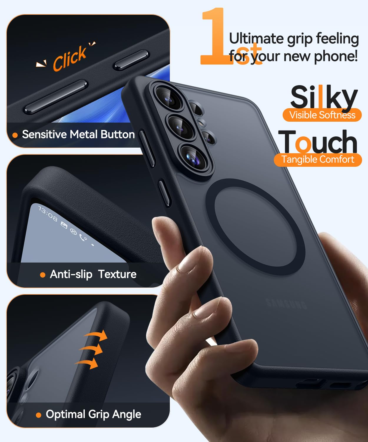 CANSHN Magnetica Cover per Samsung Galaxy S26 Ultra (6.9 Pollici), [Protezione Completa Della Fotocamera] Custodia Traslucida Opaca Protettiva Sottile Antiurto,Nero