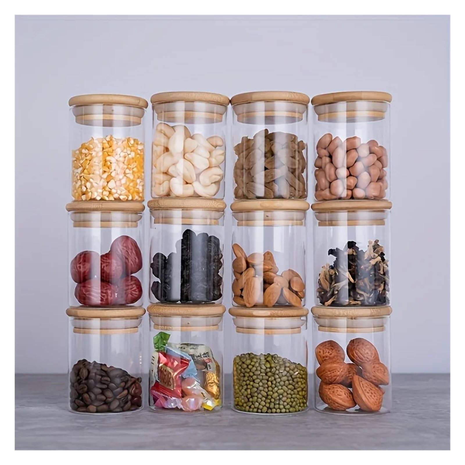 12 tarros de cristal for almacenar especias, 227 ml (8 oz), minitarros con tapa hermética for la cocina, ideales for azúcar, galletas y arroz