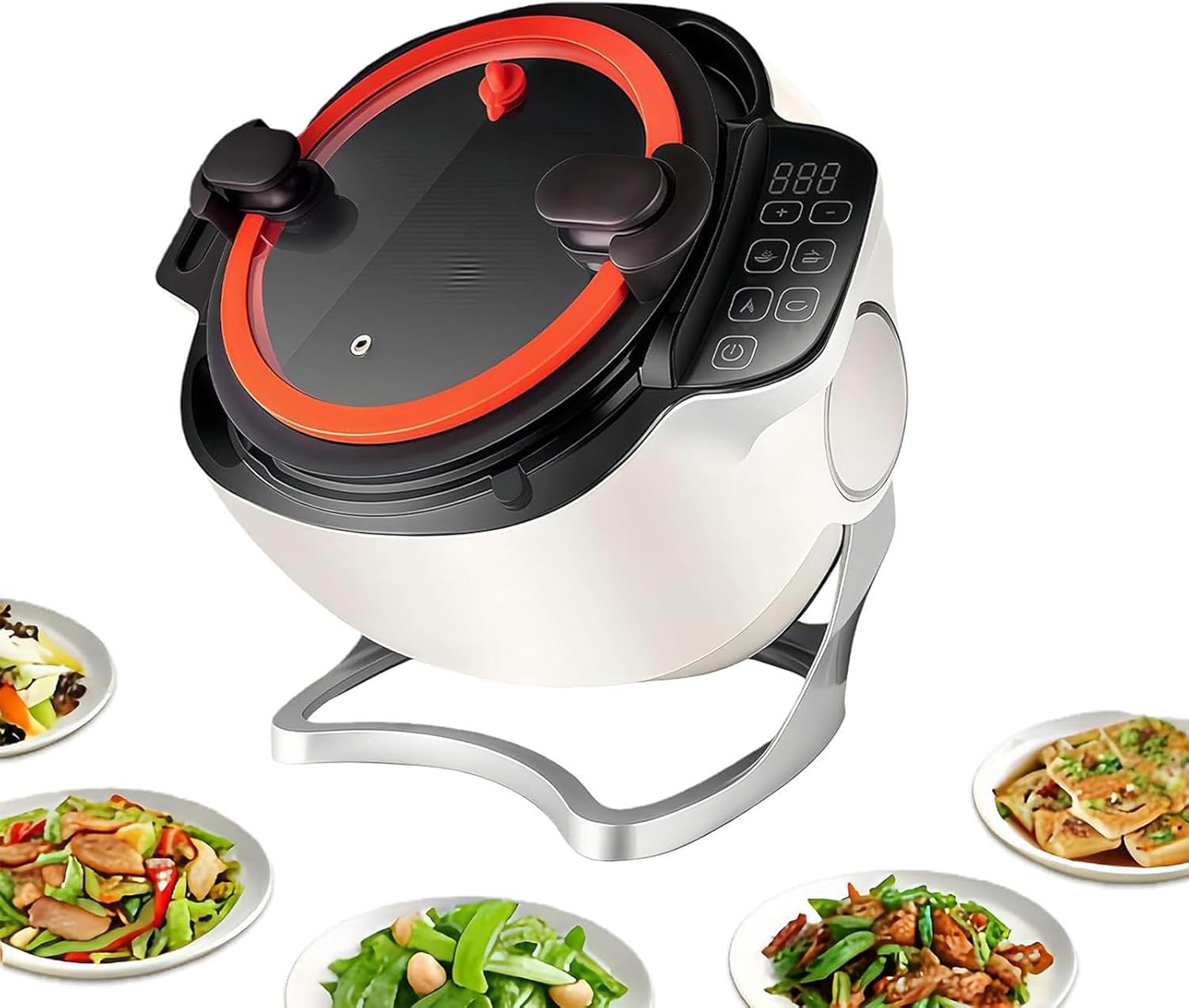 2000W Automatic Cooking Machine, 360 ° Automatic Rotation 6L Food Processor, 3-Speed Cooking Robot for Stir Frying, Stewing, Cooking, and Soup Making Intelligent Rice Frying Device 220V