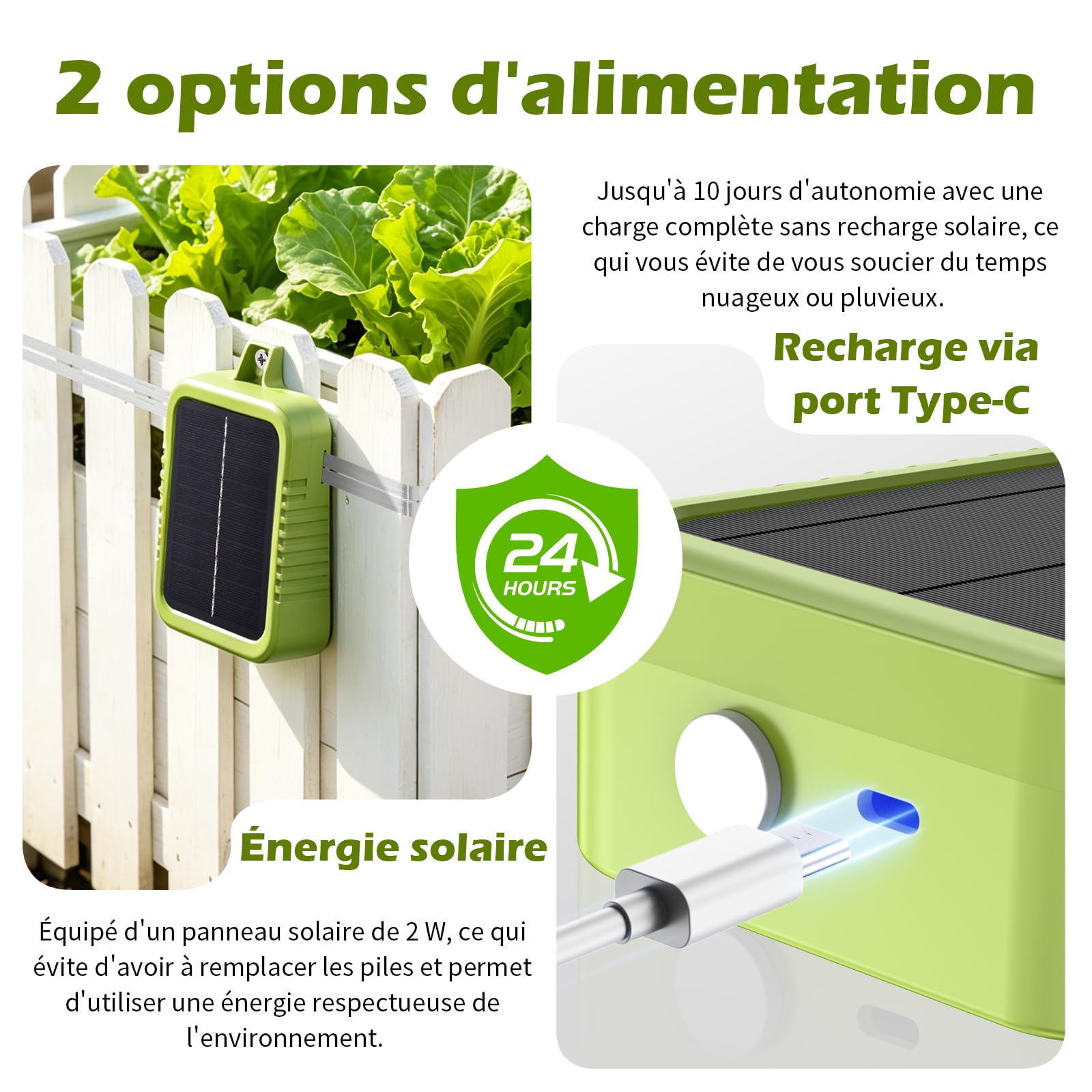 Kit de Clôture Électrique Anti-Limaces, Panneau Solaire 2W et Batterie Lithium Intégrée 2.4Ah, Appareil de Protection avec Bande de Clôture 12m et Accessoires Anti-Limaces, pour Jardins Protection