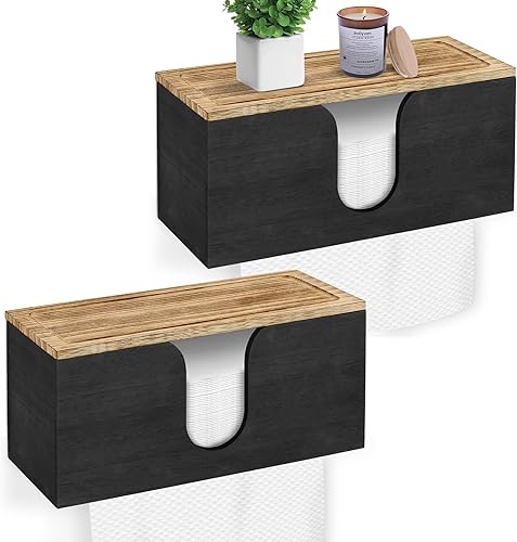 Dispensador de toallas de papel de madera maciza montado en la pared, soporte de toalla de papel plegado con tapa, plegable en C comercial, plegado disponible en Yaxa Guatemala