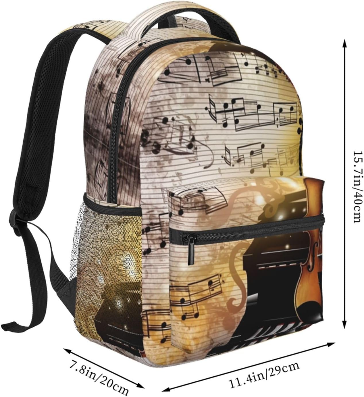 Piano Violin Music Notes Cute Backpack Waterproof Lightweight Casual Backpack One Size Daypack Travel Laptop Bag For Men Women image 2