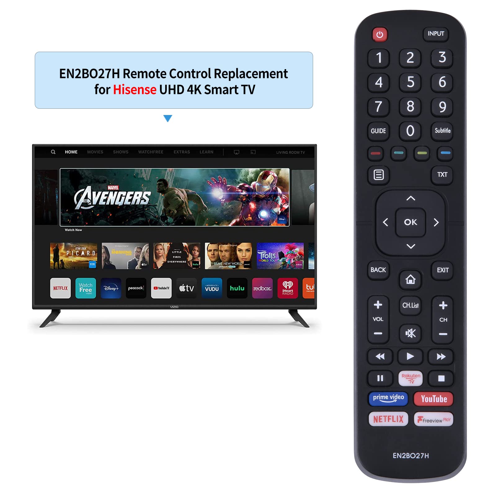 ALLIMITY EN2BI27H Reemplazo De Mando A Distancia Para Hisense 4K TV H55B7300 H43B7100 H55B7100 H43BE7400 H32BE5500 H43B7500UK H43B7120 H55B7500 H65B7100 H50BE7400 H65BE7400 H43BE7200