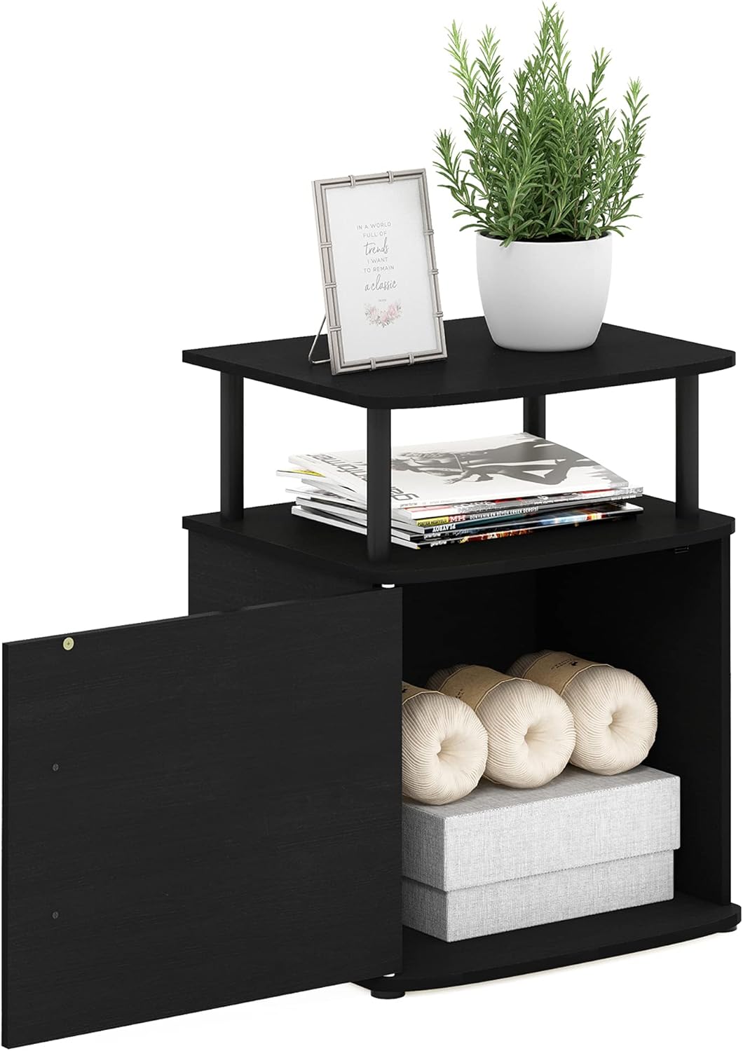 Furinno Jaya End Table, One, Black Wood