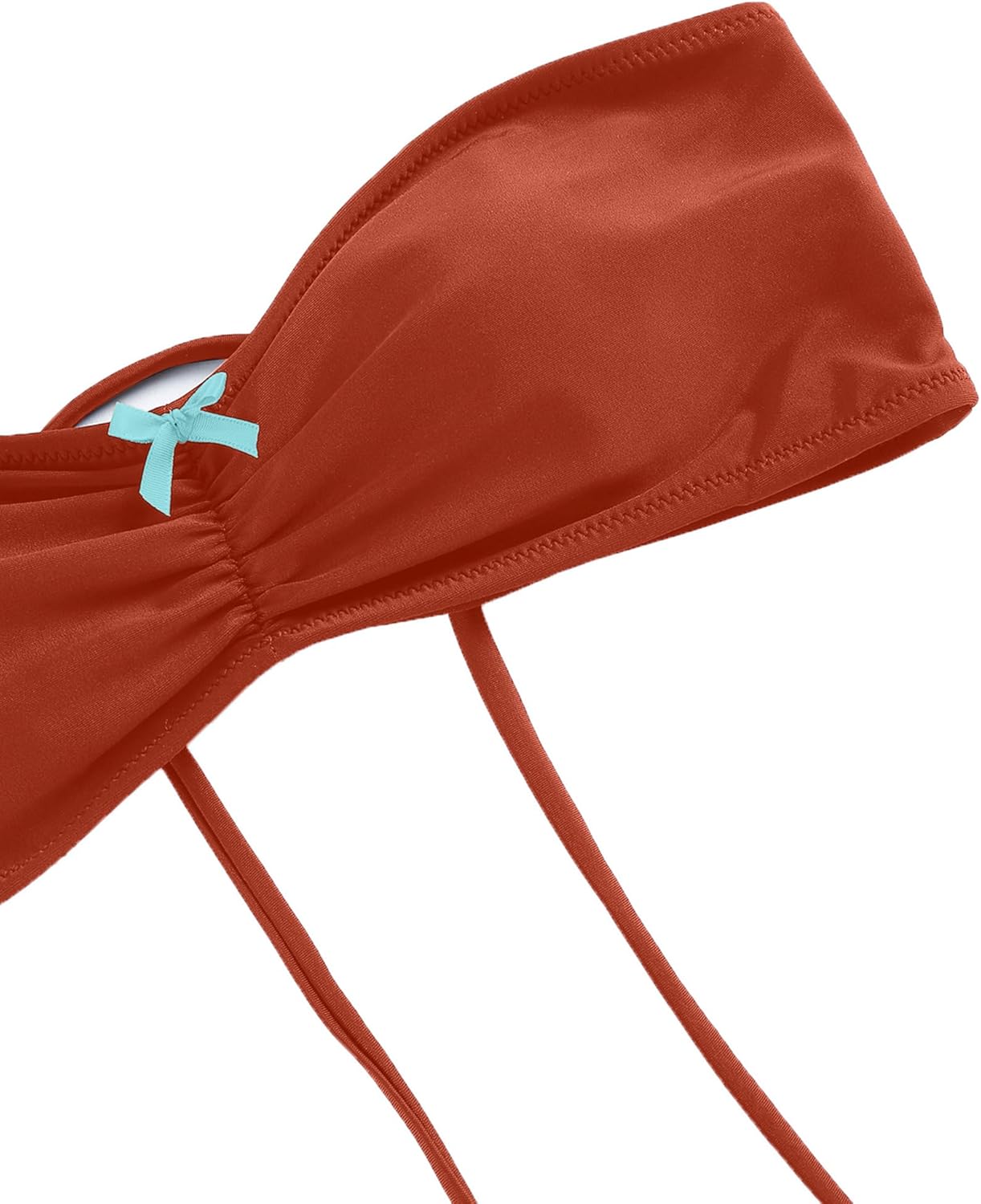 seamoly Women Bandeau Strapless Ruched Bikini Set with Bow Detail Crisscross Tie Back High Cut Cheeky Thong Backless Swimwear - Image 8