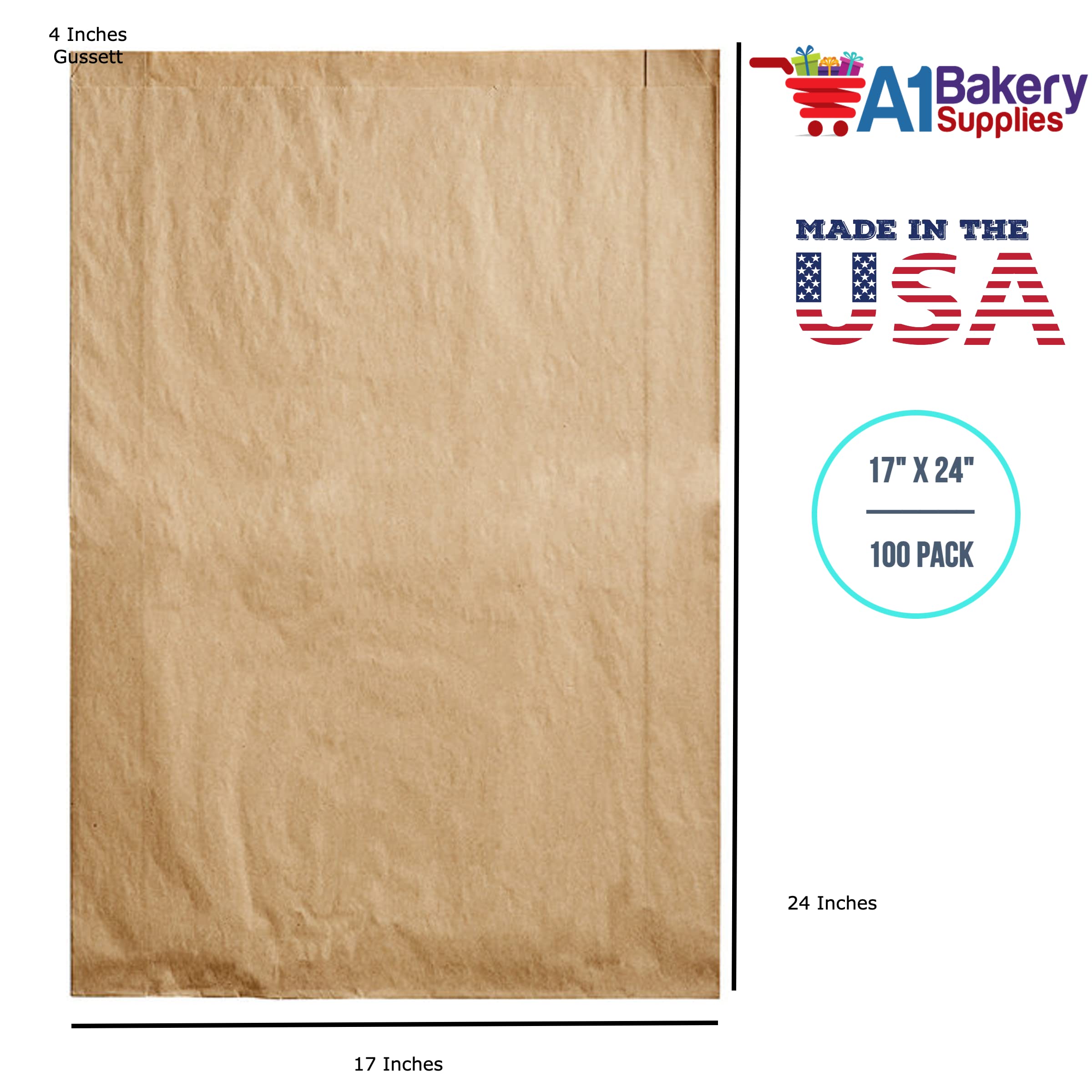 Premium Quality Kraft Paper Bags Flat Merchandise Bags 100pack (17