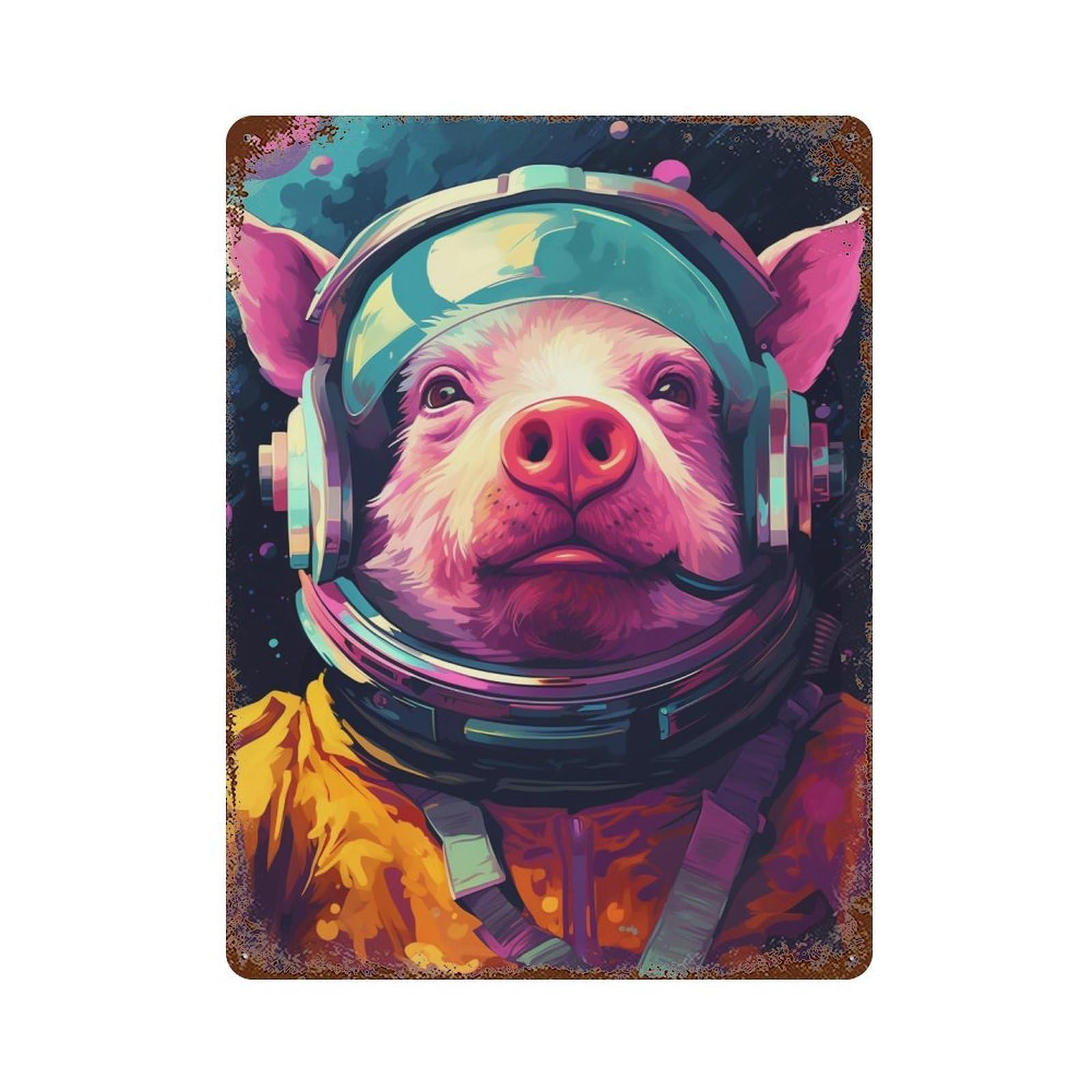 Pig Astronaut Space Suit-12 Vintage Metal Tin Sign 15.7"x11.8", Vintage Wall Decor for Garage, Pub Or Kitchen