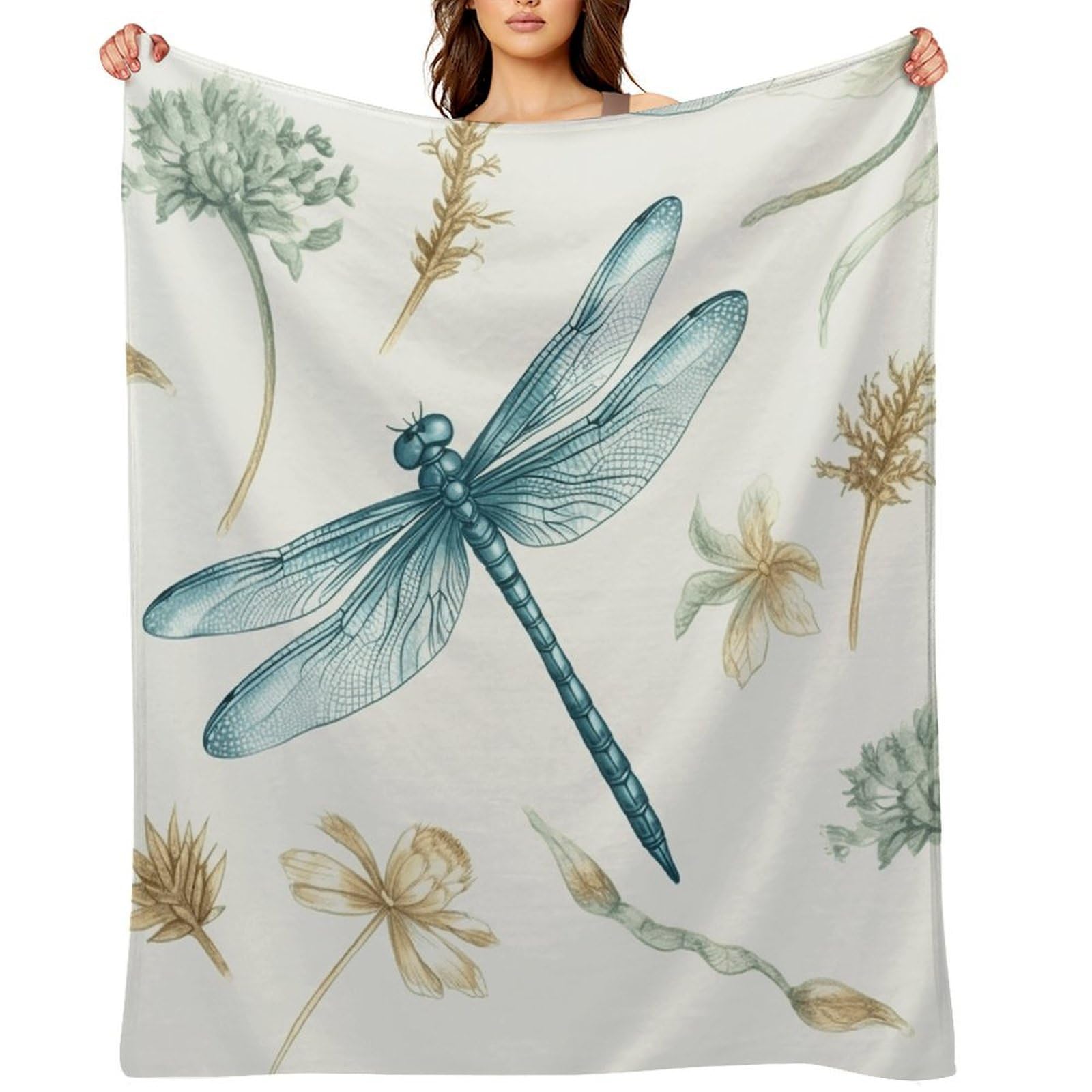 Dragonfly Throw Blanket for Couch and Bed Super Soft Warm Lightweight Throw Blankets Cozy Fuzzy Flannel Blanket Personalized Decorative Blankets for Sofa Decor 50"x60"