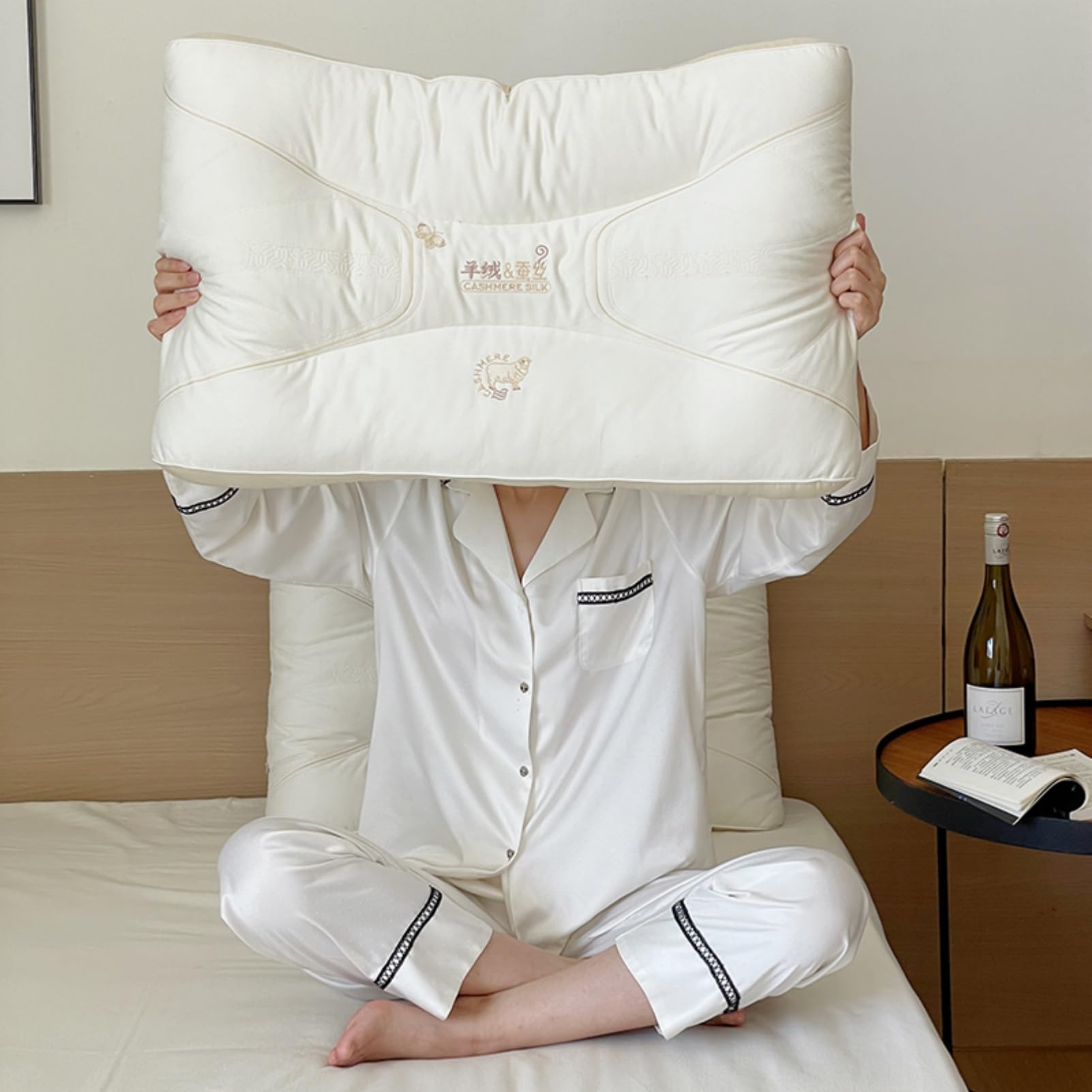 Guanciali, Cuscino in Fibra, Morbido Cuscino Dormire, Cuscini Letto, Lussuoso Cuscino Letto, Antiacaro Anallergico Traspirante, Lavabili in Lavatrice (Altezza 6-8 cm,48x74cm)