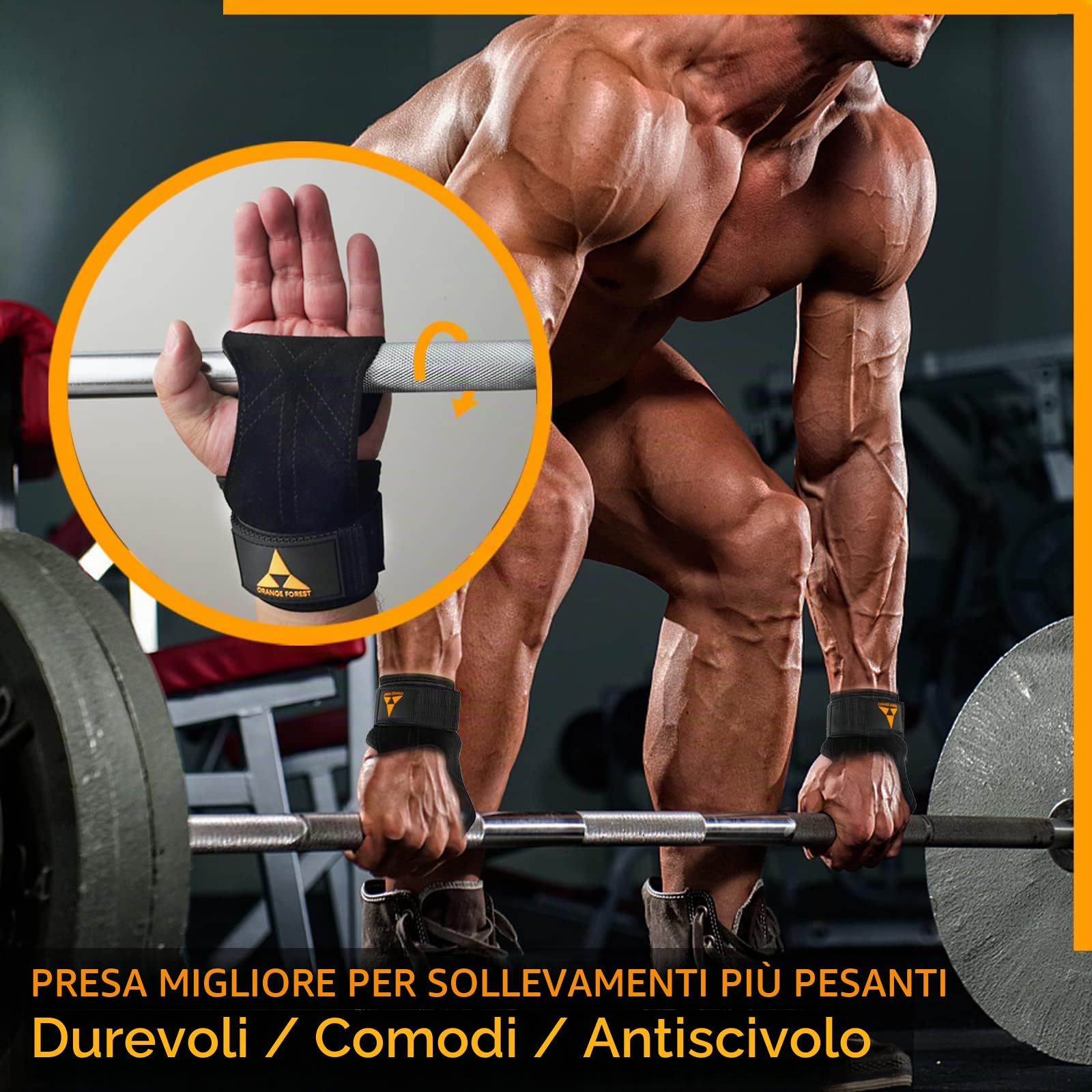 Cinghia da polso per sollevamento pesi con doppio strato in pelle, imbottitura in neoprene, impugnature per sollevamento pesi, sollevamento pesi, per uomini e donne (coppia)