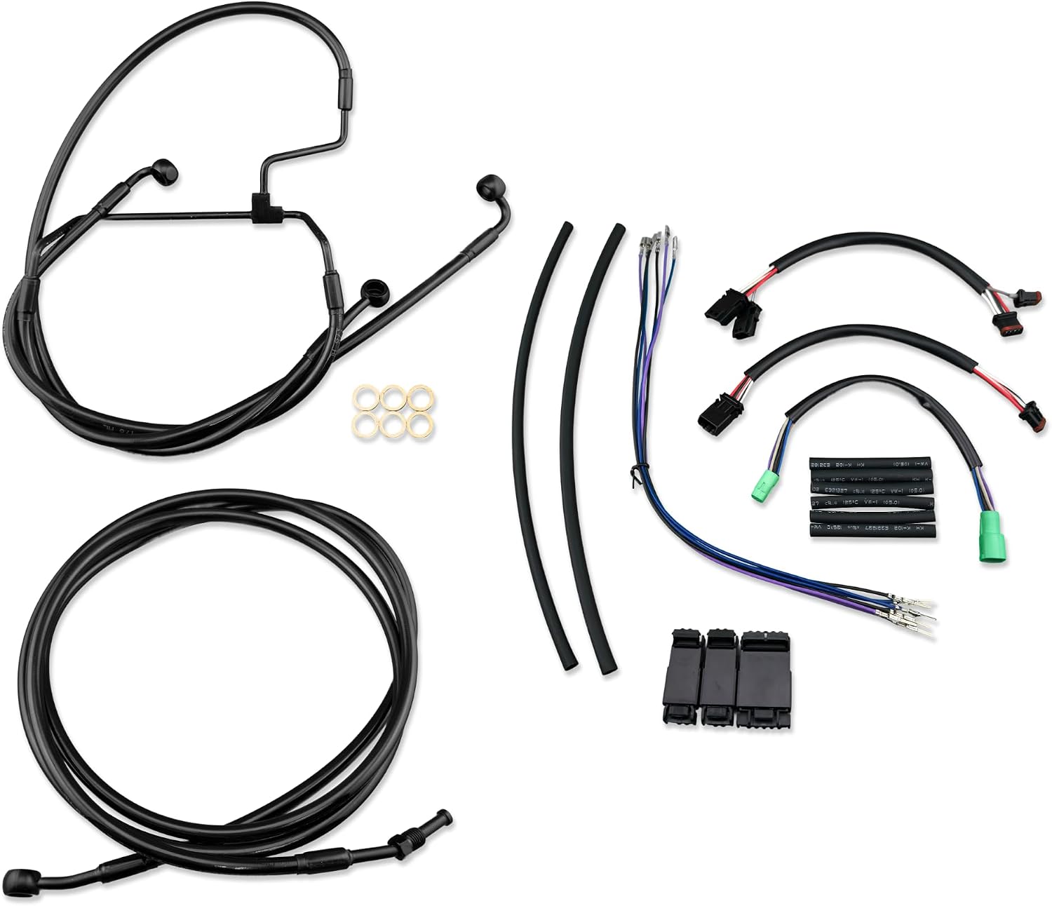 12 Inches Ape Hanger Chrome Extended Handlebar Cable Set Brake Line Clutch Throttle Cable Compatible with 2014-2016 Road King Street Glide 2015-2016 road glide no/ABS (Hydraulic Clutch)