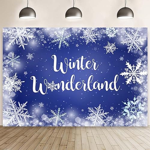MEHOFOND Fondo de fotografía de copo de nieve de invierno de 10 x 7 pies, diseño de lunares azul marino con purpurina, decoración de baby shower,