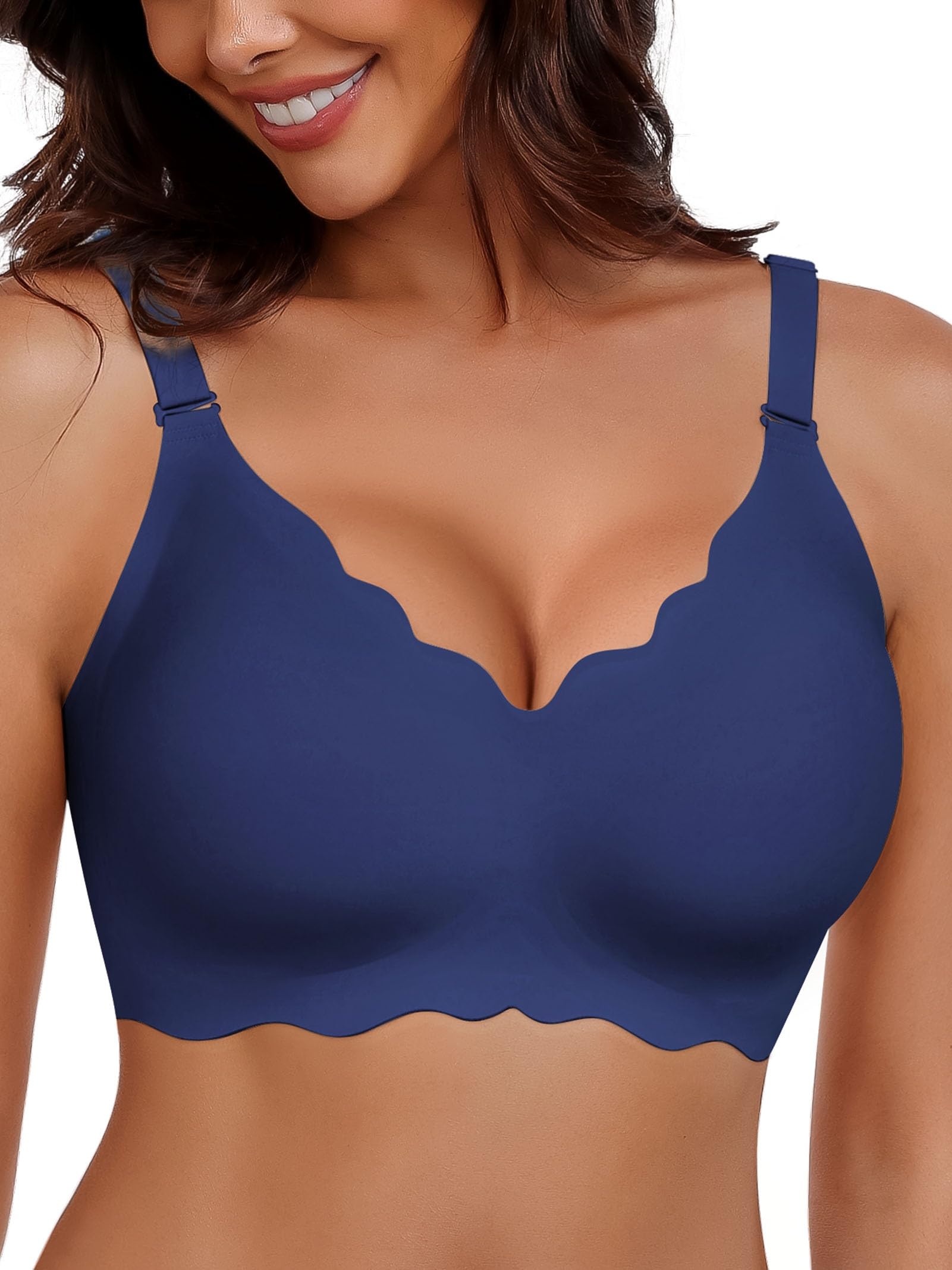 HORISUN BH Damen ohne Bügel Bequemer Nahtloser Bralette für Alltags | Lifting & Form, 3D-Körbchen, Bügellos mit weichen Jelly, Verlängerungsband, U-förmiger oder überkreuzter, für große Brüste