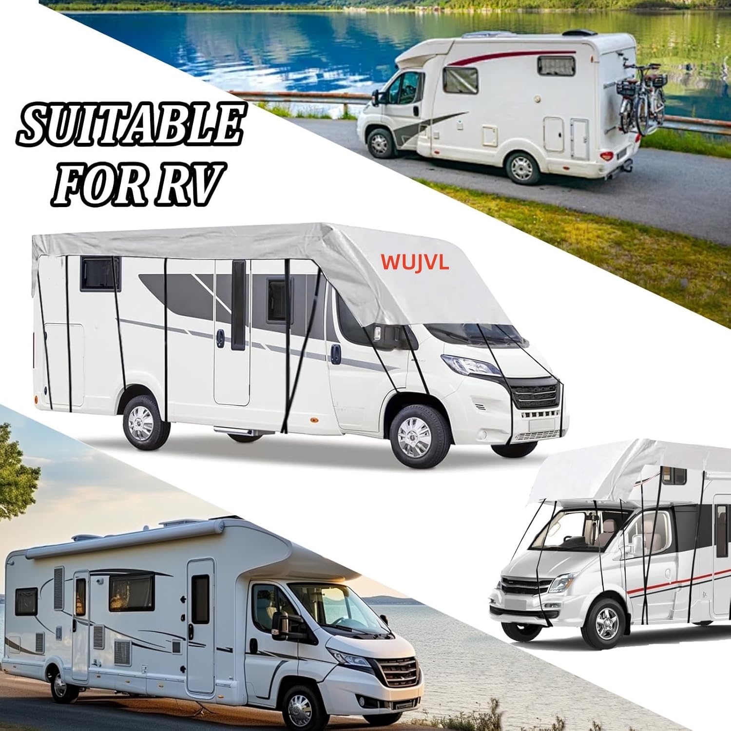 Heavy Duty RV Roof Cover,Camper Roof Cover, Waterproof UV Resistant, Fits 27-30ft RVs, Travel Trailers, Class C/B/A Motorhomes, Popup & Truck Campers (Gray, 9.5m*3m)