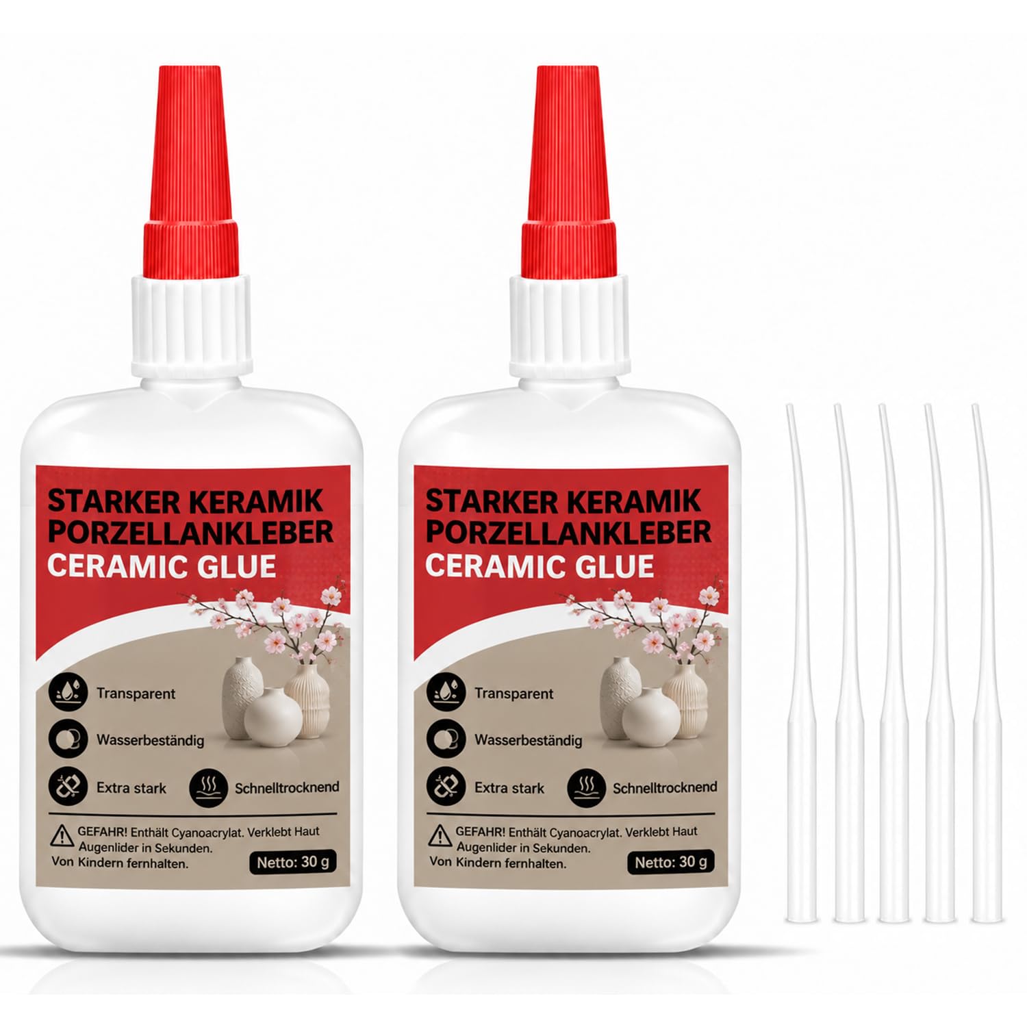 Ceramic Glue, Instant Ceramic Super Glue 2 Pack (30g)