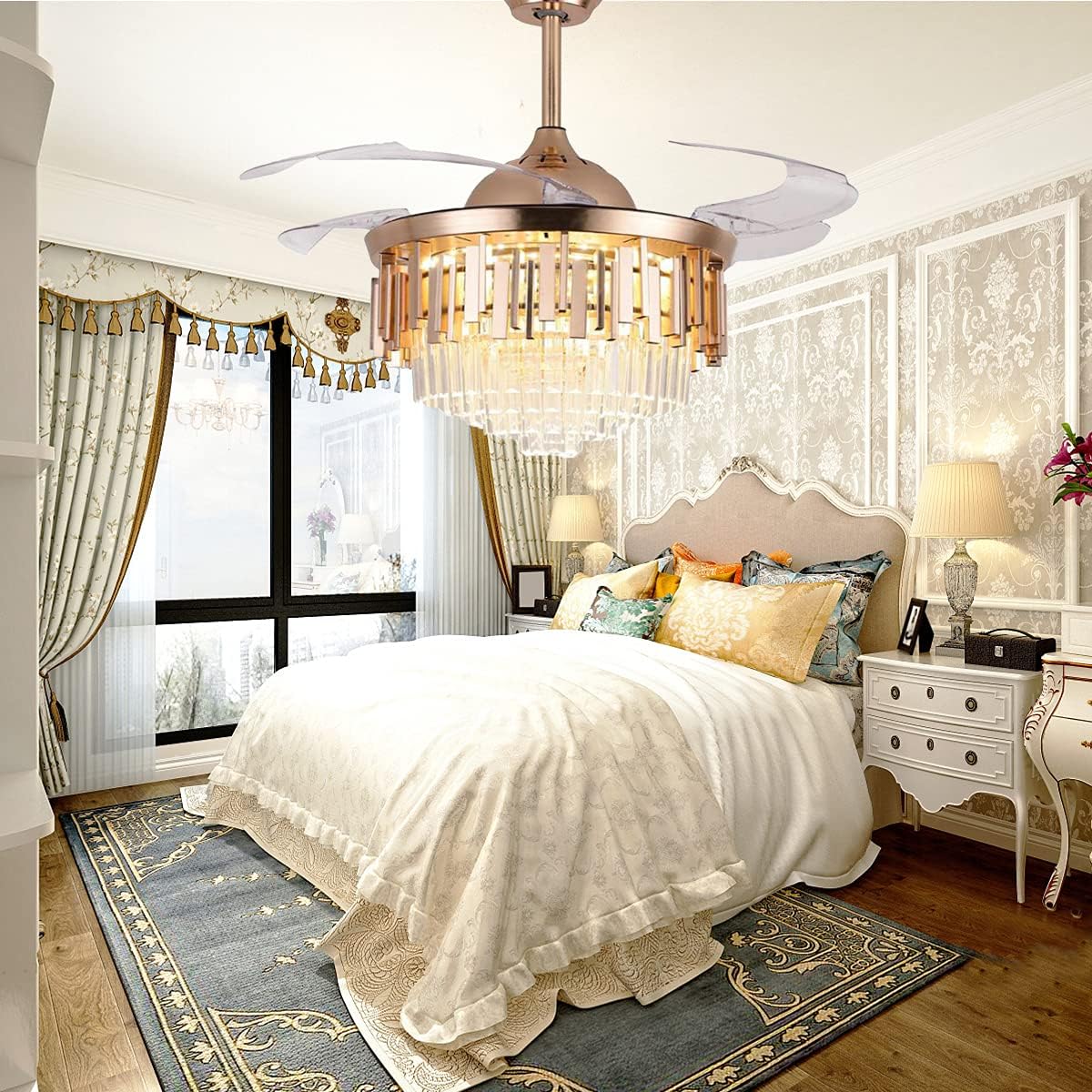 🛒 Crazy Deals FANSAN 42 Crystal Ceiling Fan with Light, Modern Luxury Crystal Chandelier with Retractable Blade, Remote 3 Lighting and Wind Speed Changing, Silent Ceiling Fan light kits for Dining Living Room 🛒 Crazy Deals FANSAN 42 Crystal Ceiling Fan with Light, Modern Luxury Crystal Chandelier with Retractable Blade, Remote 3 Lighting and Wind Speed Changing, Silent Ceiling Fan light kits for Dining Living Room