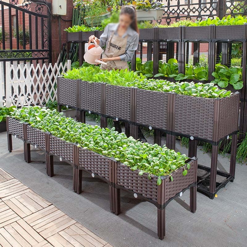 YSUEFIJO Blumenbeet Deko Balkon, Hochbeet Kunststoff Garten, Gemusebeet Balkon, Pflanzbeet Kunststoff, für Gemüse, Kräuter Im Garten, Terrasse Und Balkon Deko-auch Garten