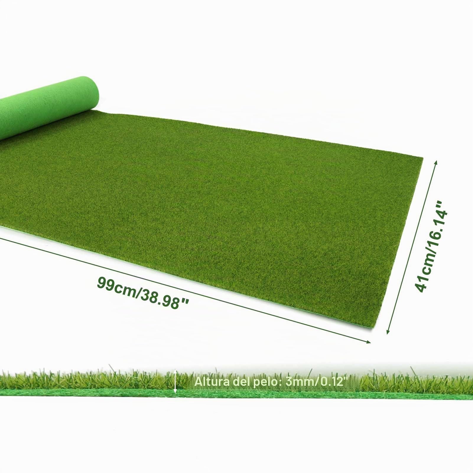 Evemodel 1 pieza 41 x 99 cm Verde Alfombra de hierba en miniatura Pradera Alfombra de césped artificial para modelo de pista Paisaje miniatura (3 mm)