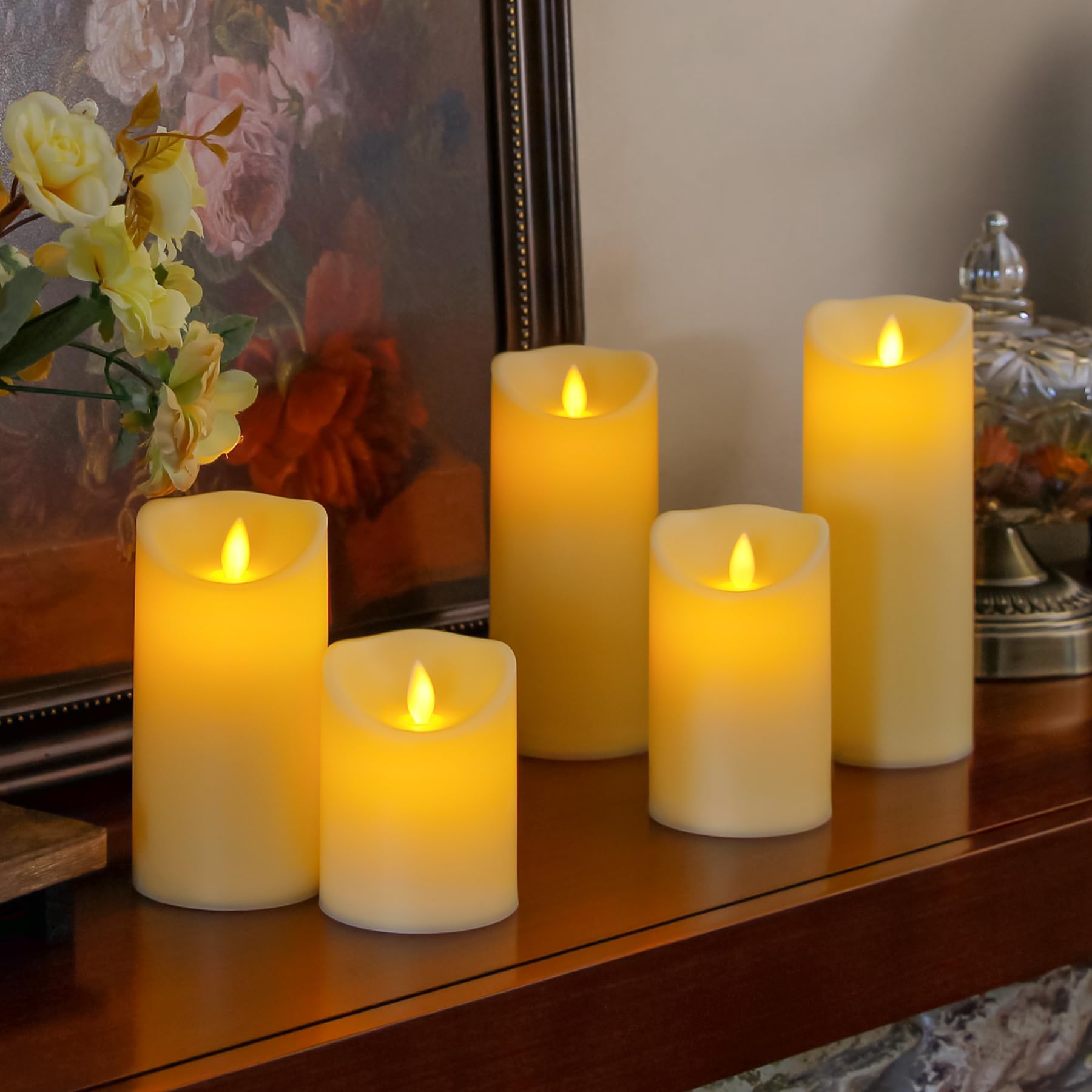 Confezione da 8 candele LED senza fiamma a batteria con stoppino mobile 7,5 cm x10 10 12,5 15 15 17,5 20 20 cm con telecomando, timer tremolante in plastica avorio Candele a luce calda
