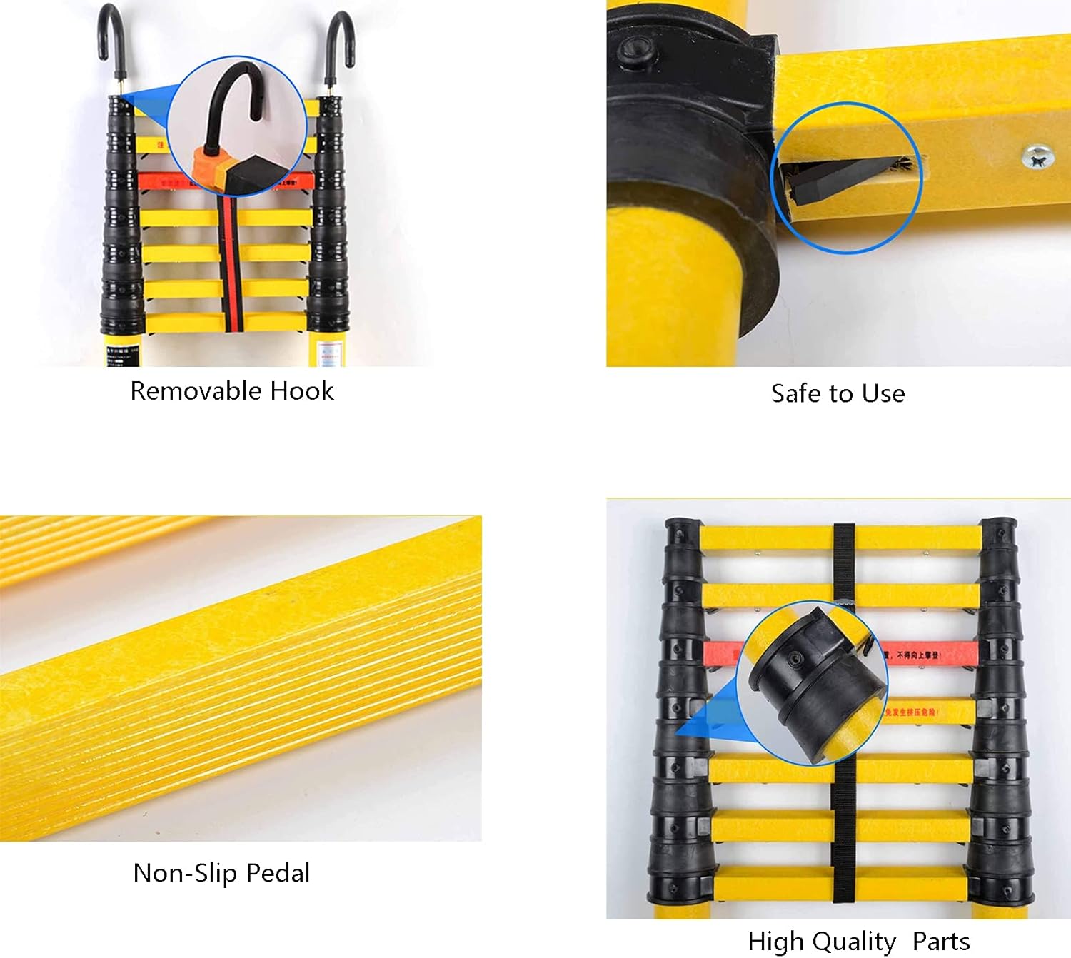 Telescopic Ladder Multi-Position Red Telescopic Step Ladder with Stabilizer,Portable Grass Steel Attic Loft & Rooftops Extension Ladder,max Load 330lbs(Size:3m)