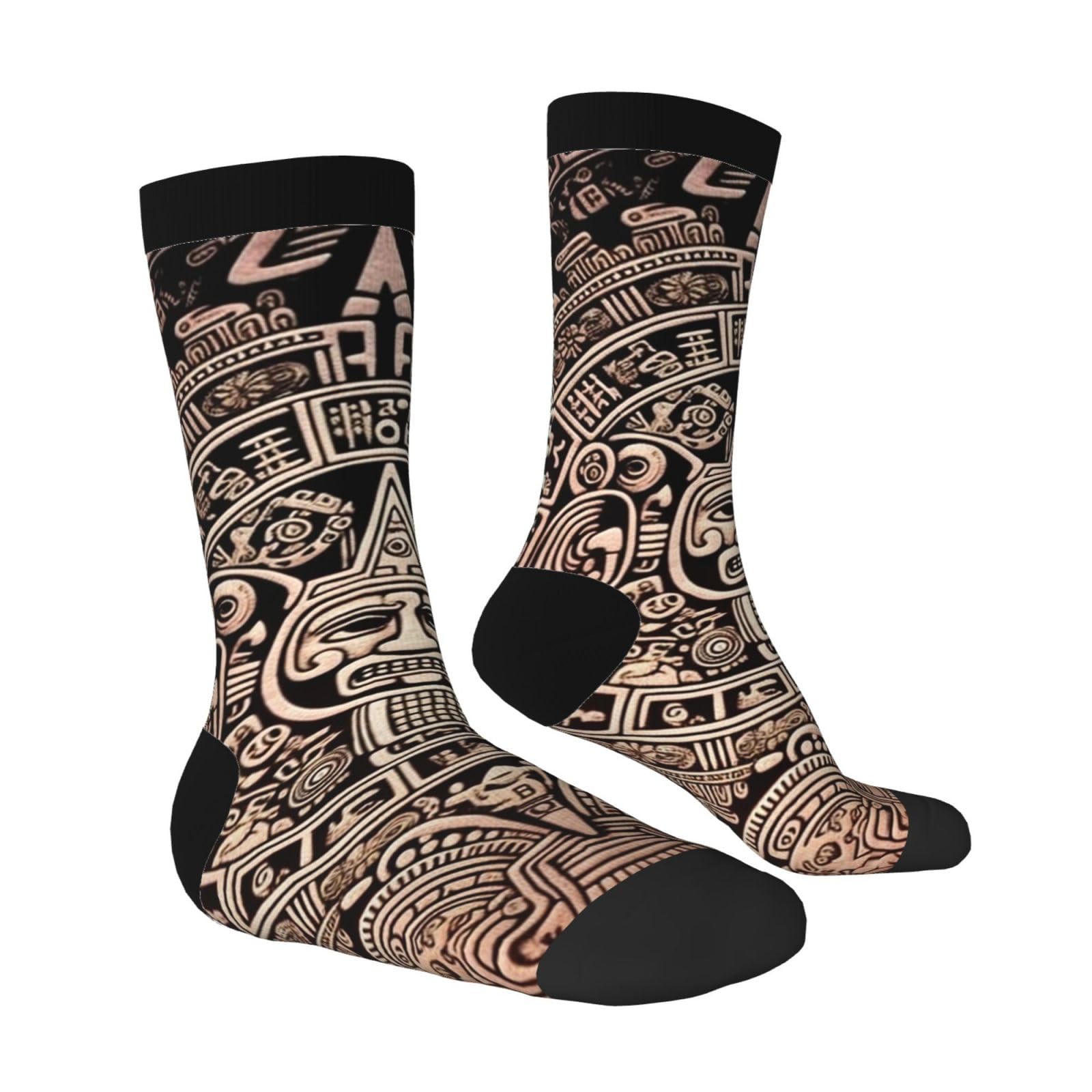 LZQPOEAS Mayan Calendar End of The World Athletic Socks Unisex Cushioned Crew Socks Hiking Running Calf Sock Soft Above Ankle Sock